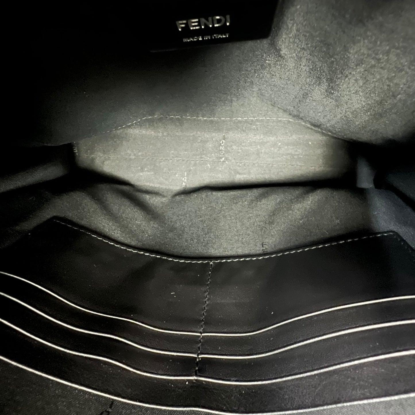 Fendi Diagonal Wrist Clutch Brown FF Zucca Logo Black Trim Luxury $1,250