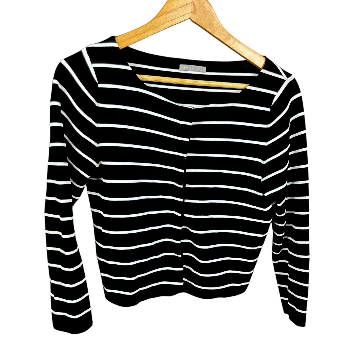Theory Luxe Black White Striped Cardigan Women's 8 Japan Import $300 Retail