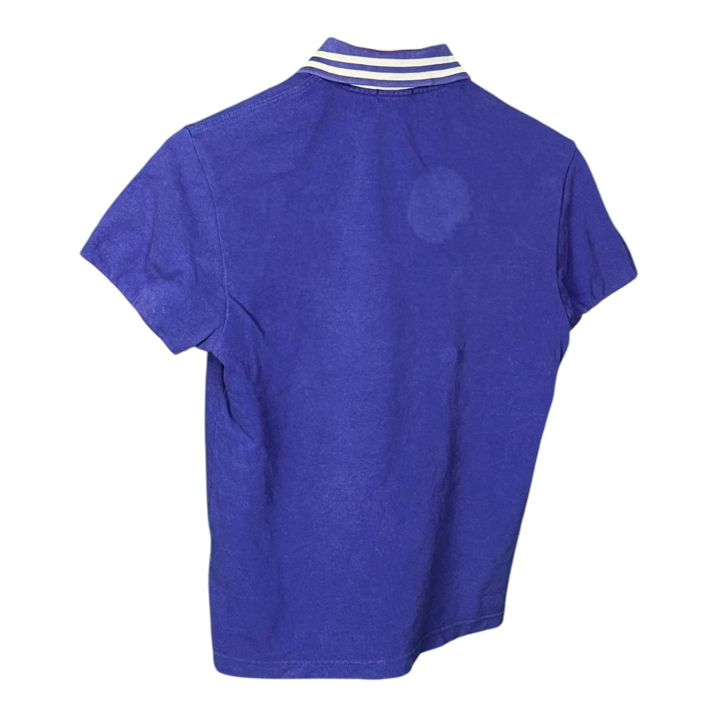 Moncler Classic Logo Purple + White Striped Collar Polo Shirt - $395 Retail