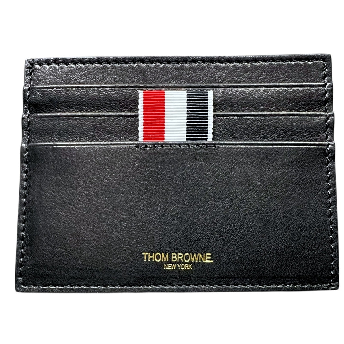 Thom Browne New York Navy Blue Leather Card Case $340 Retail NIB Quiet Luxury