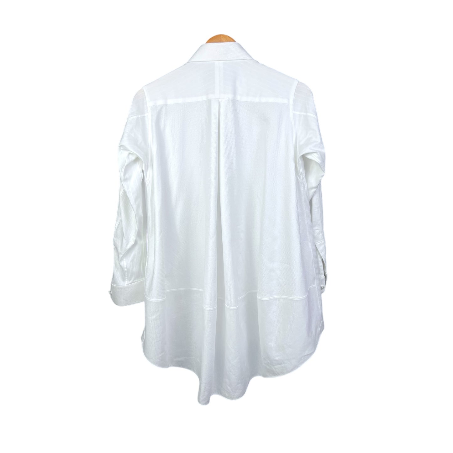 Shiro Sakai Collar Curved-Hem Cotton Button-Up White Shirt - $770 Retail