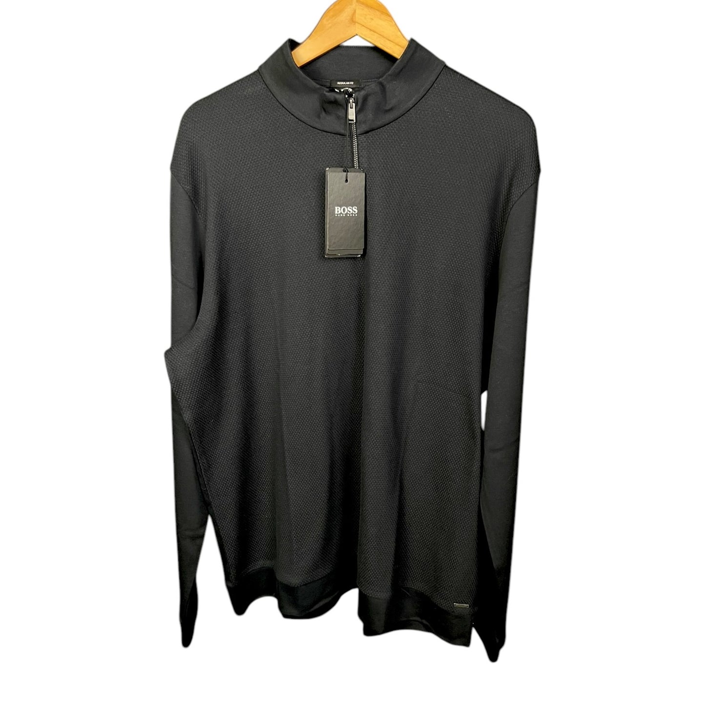 Hugo Boss Embrando Textured Black Quarter Zip Mens XXXL Pullover Work Golf