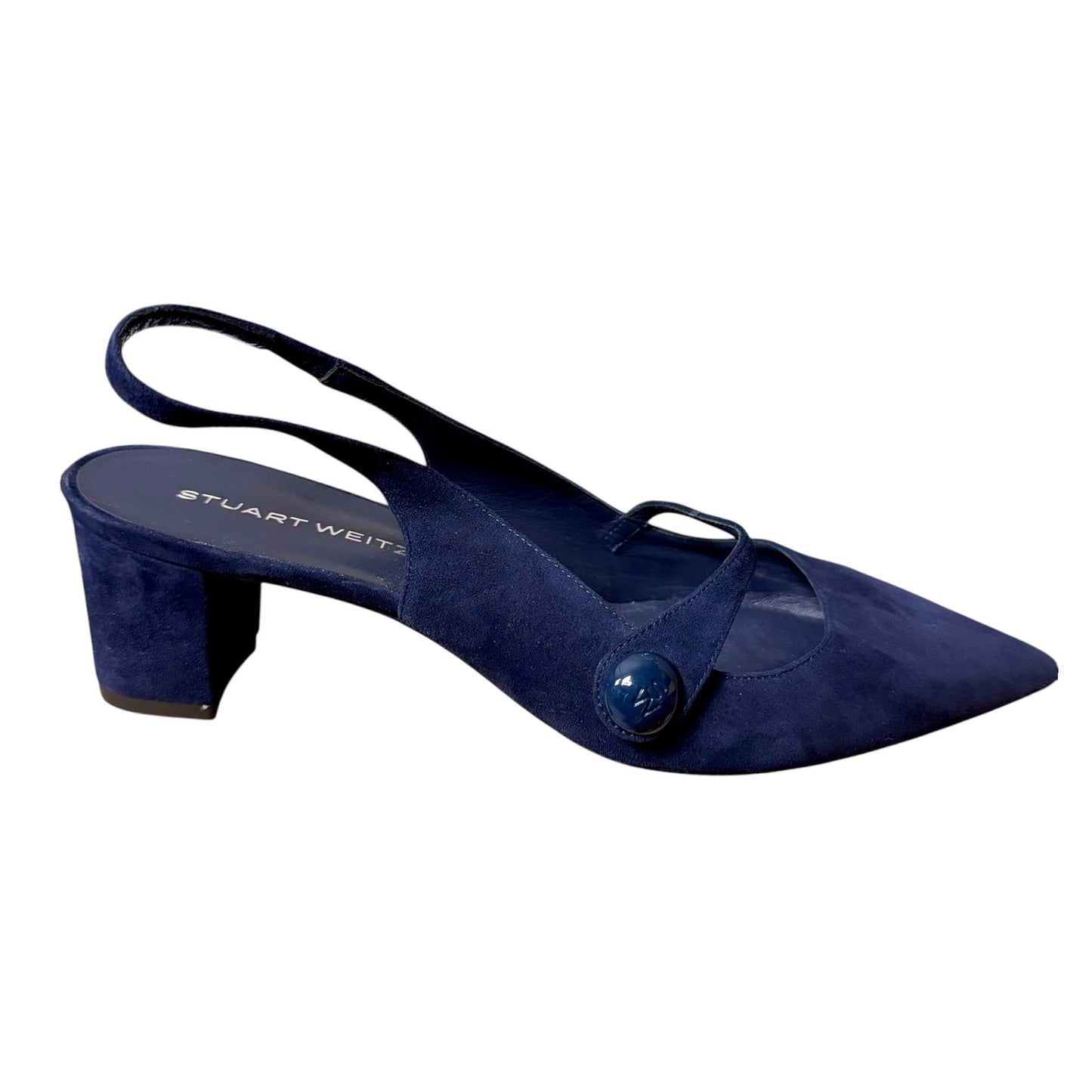 Stuart Weitzman SW Block Navy Blue Slingback Pumps Heels 10.5B New Unworn