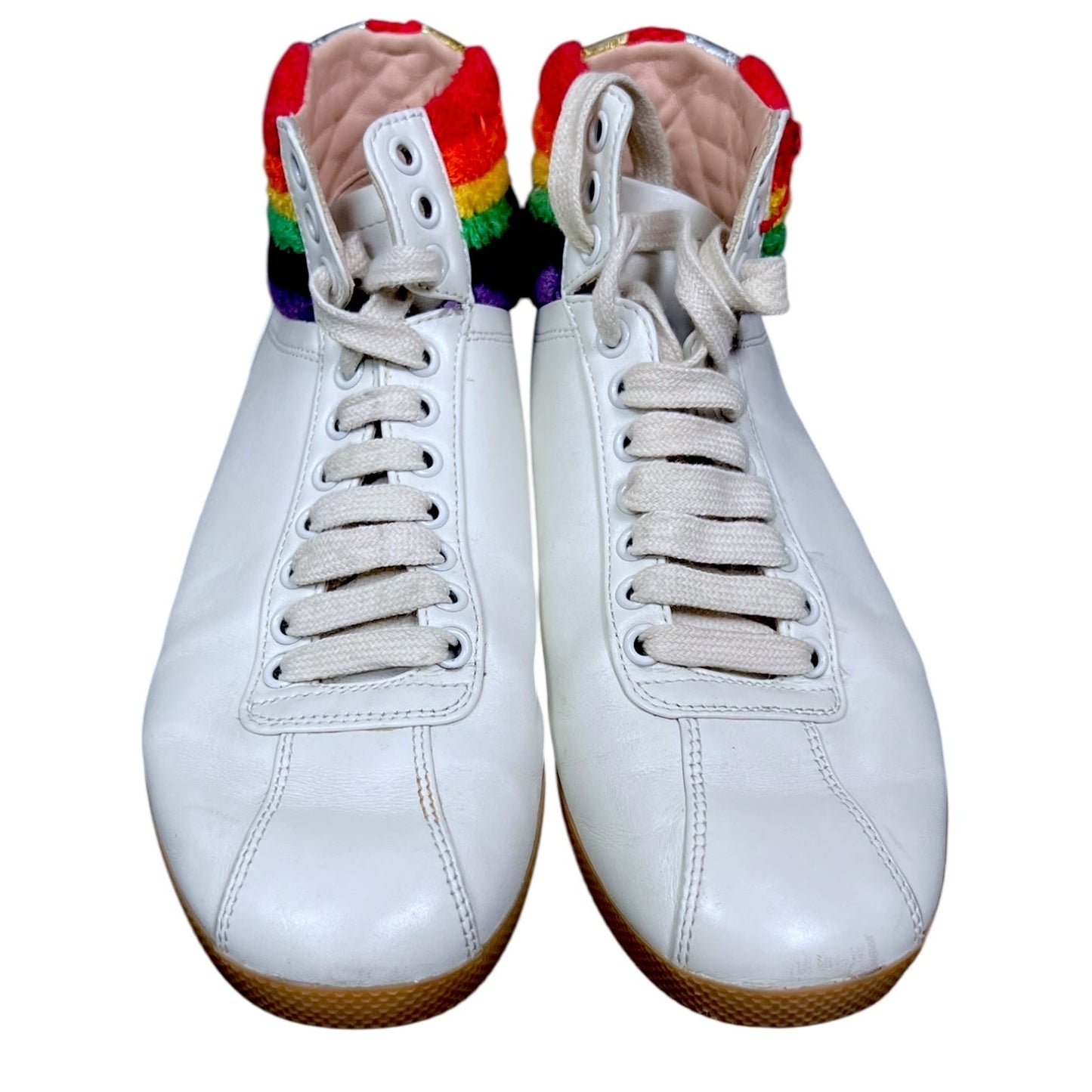 Gucci Rainbow Bambi Men's 4.5 Women's 6 High Top White Sneakers $900 Retail