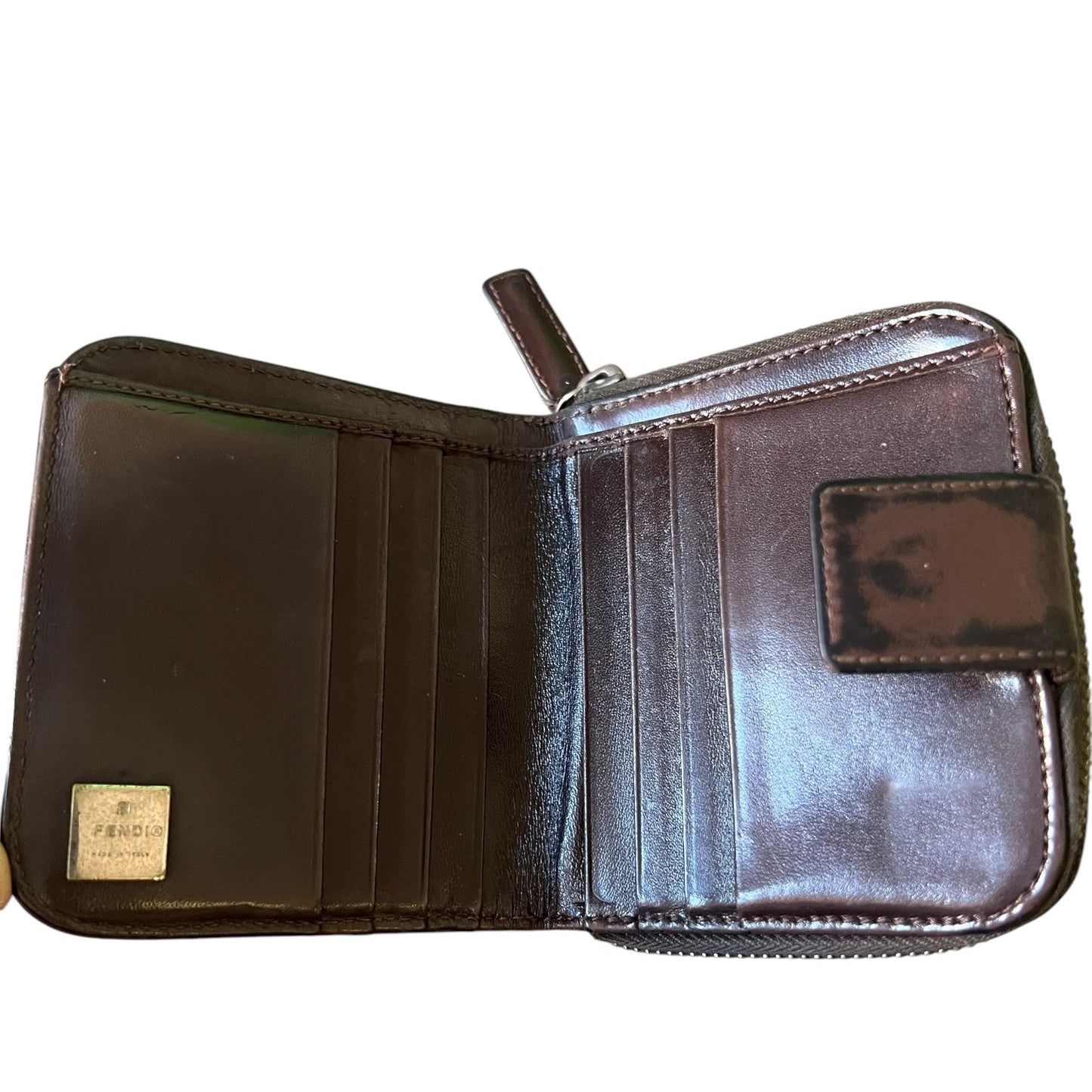 Fendi Vintage Zucca Bi-Fold Wallet Zipper Wallet - $350 Retail