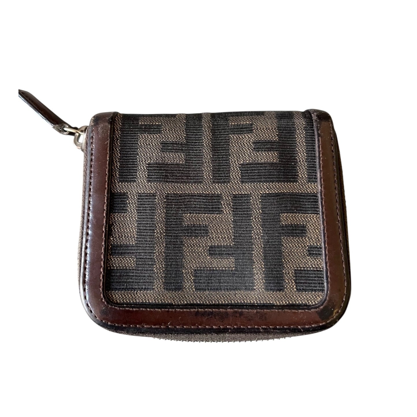 Fendi Vintage Zucca Bi-Fold Wallet Zipper Wallet - $350 Retail