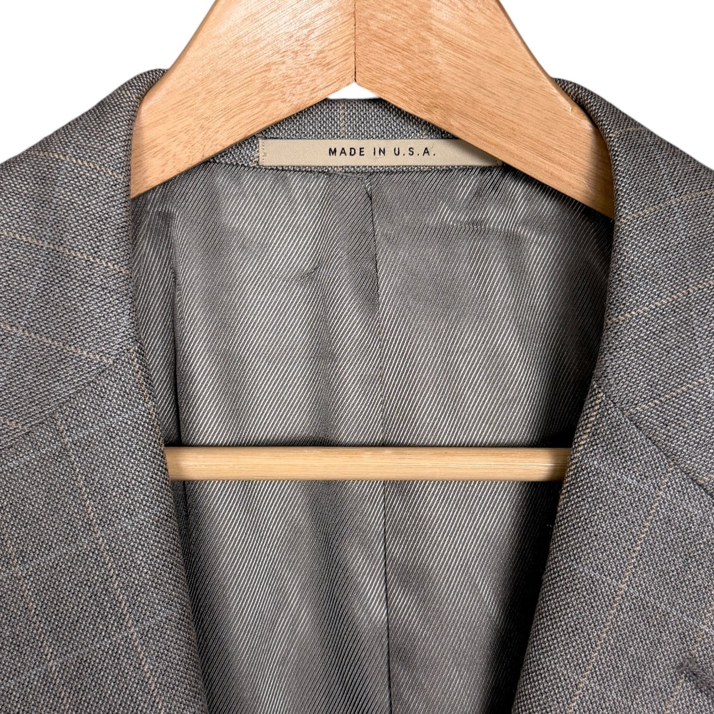 Burberry London Gray Blazer Plaid Silk Wool Men 42R Union Made USA Career Office