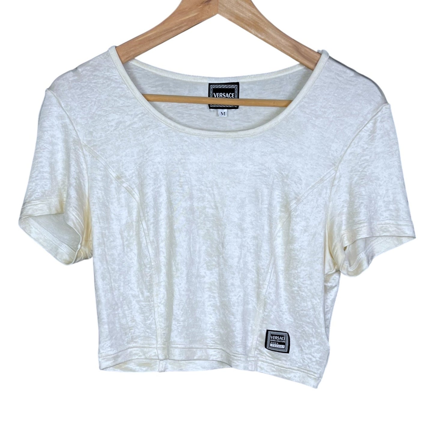 Versace Jeans Couture Womens Medium Vintage Shimmery Crop Top Shirt $200 Retail