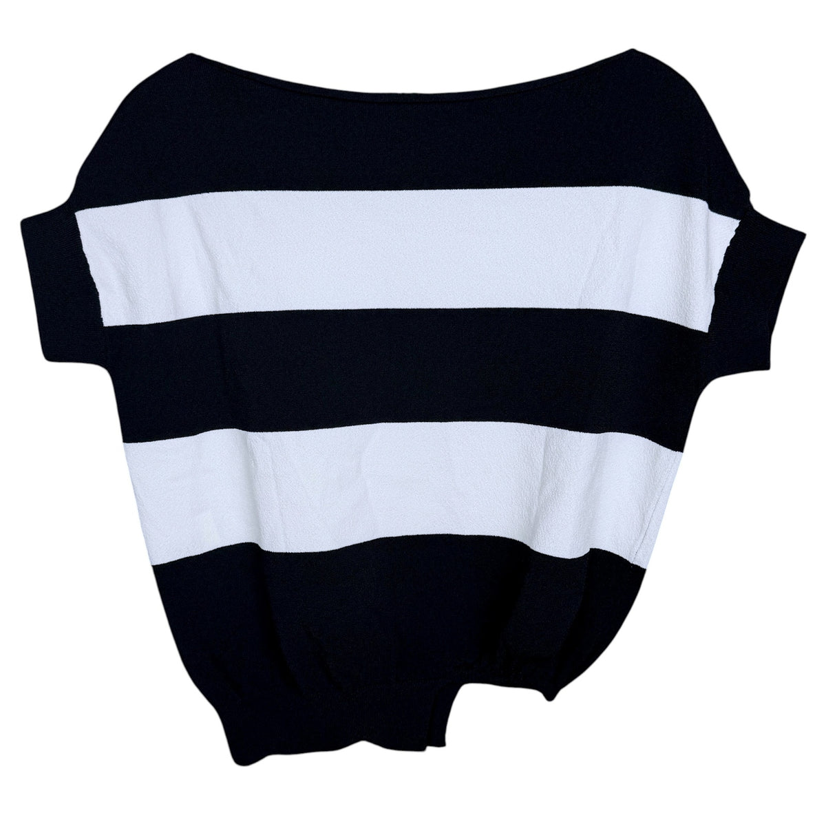 Sarah Pacini Italy Size OS Black White Striped Cropped Knit Top Layering Resort