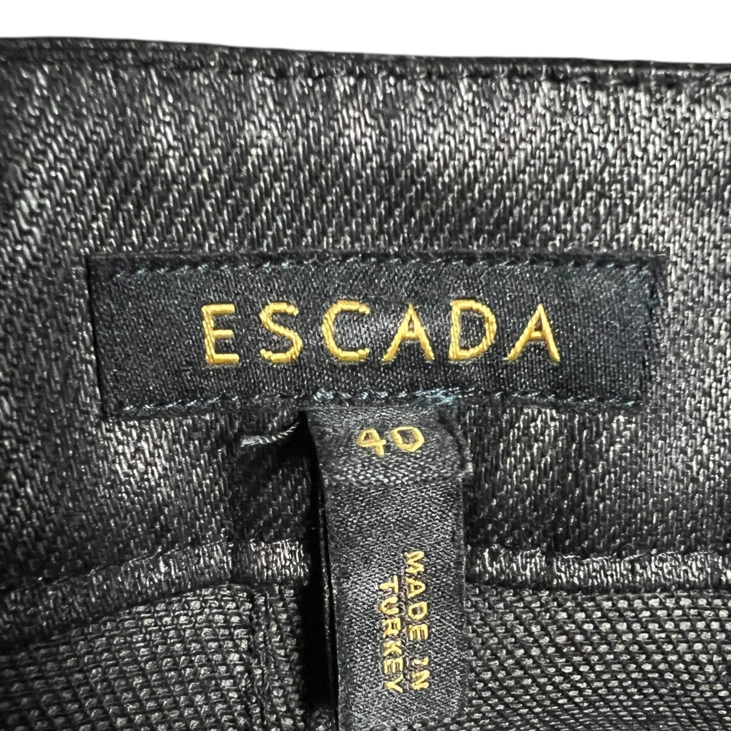 Escada Coated Black Jeans with Grommet Pockets & Zipper Ankles Vintage Y2K