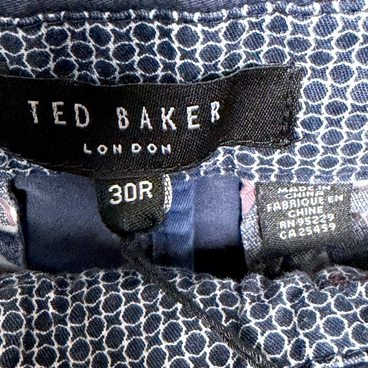 Ted Baker Distressed Blue Men's 30R Patterned Chino 10" Inseam Shorts Summer