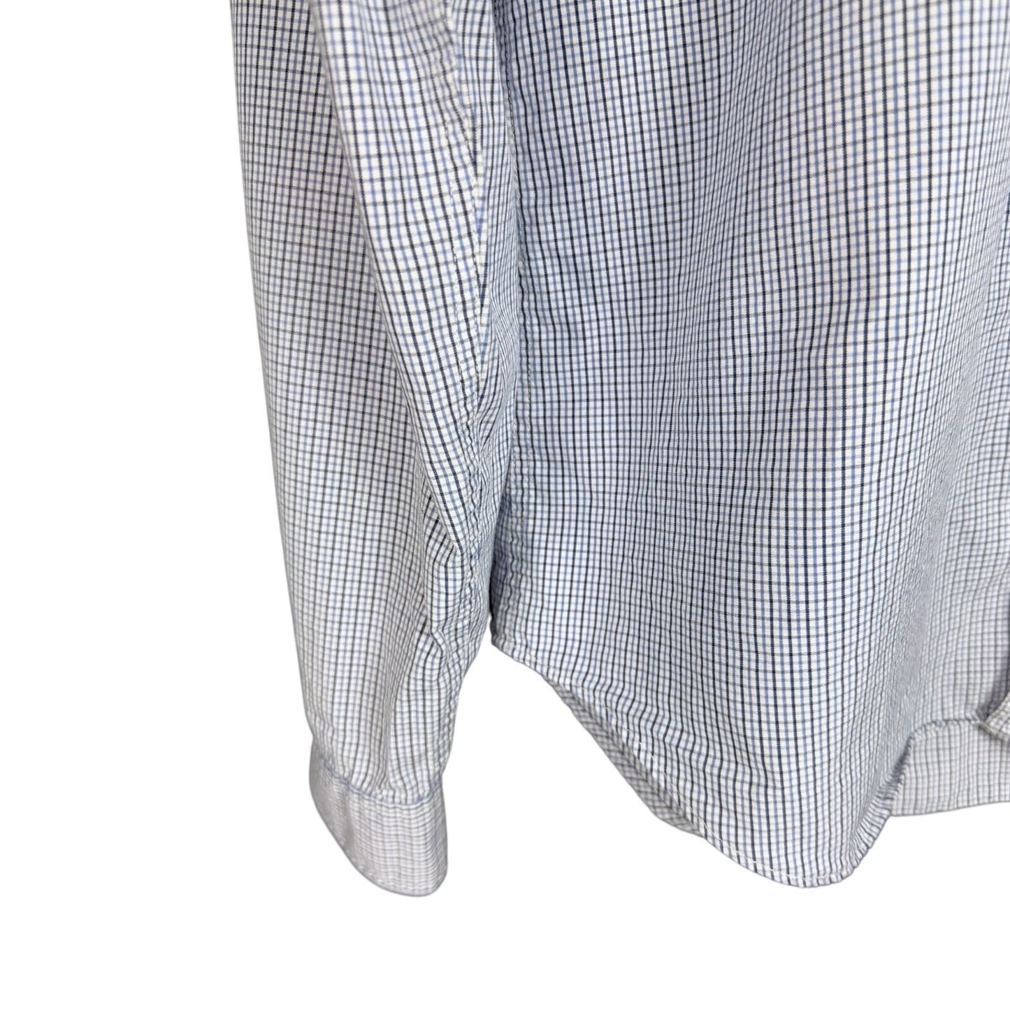 Burberry Brit Blue White Check Pocket Logo Men's Medium Button Down Dress Shirt