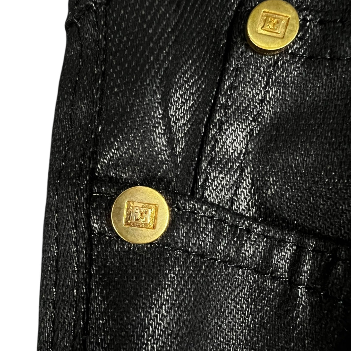 Escada Coated Black Jeans with Grommet Pockets & Zipper Ankles Vintage Y2K