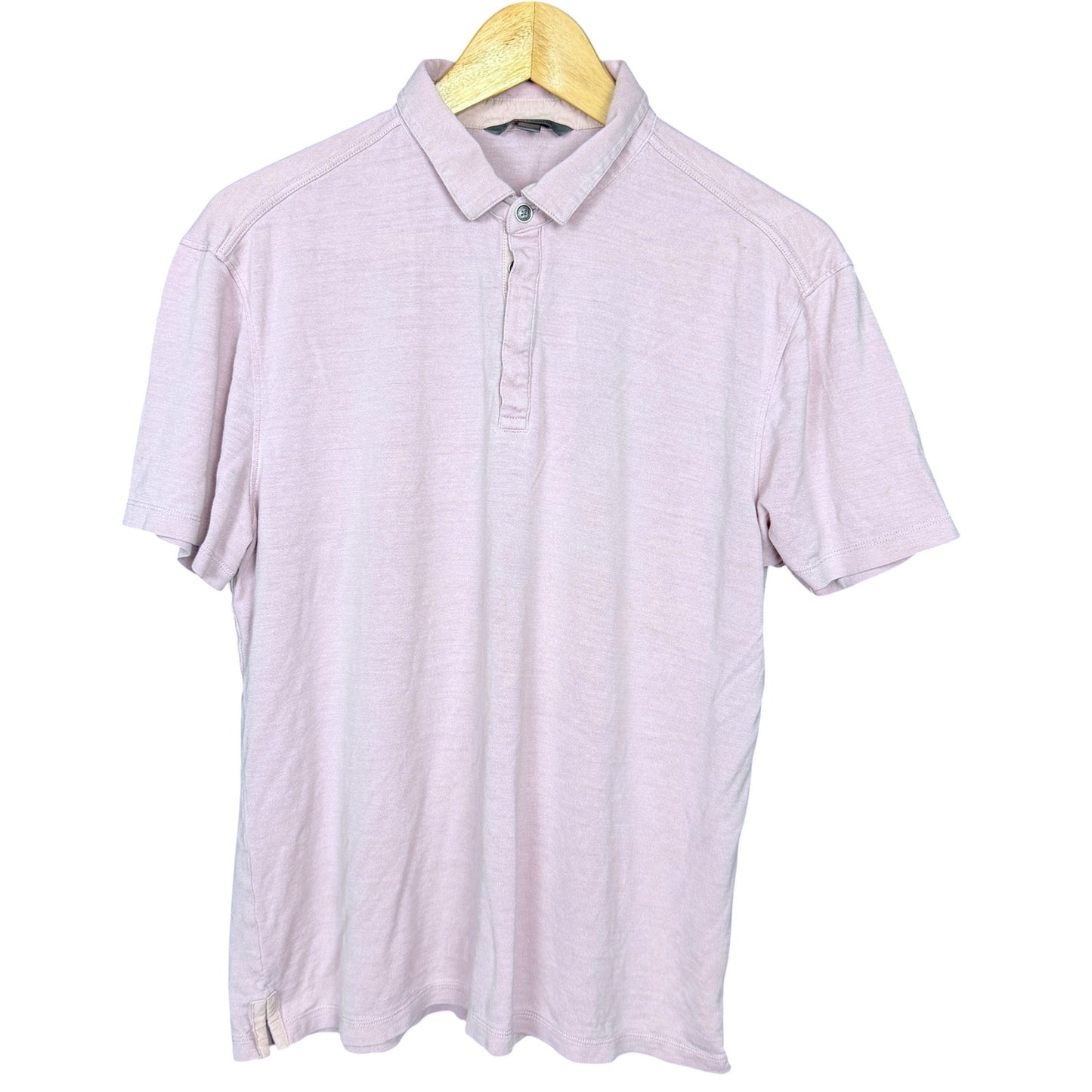 John Varvatos Polo Shirt Men Medium Pink Stretch Knit Casual Office Quiet Luxury