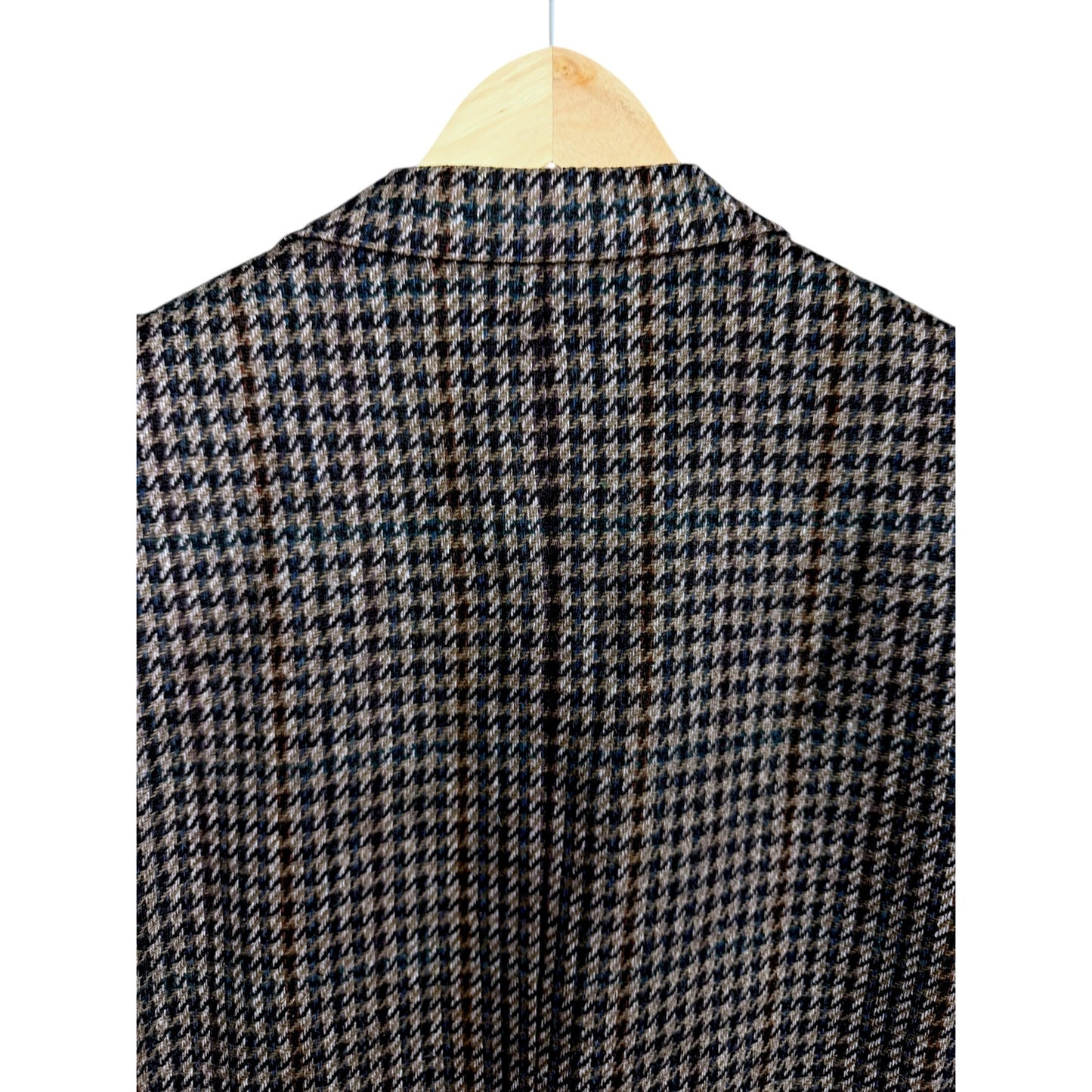 Vintage Men's Burberrys London 100% Tweed Wool Brown Houndstooth Blazer 42R