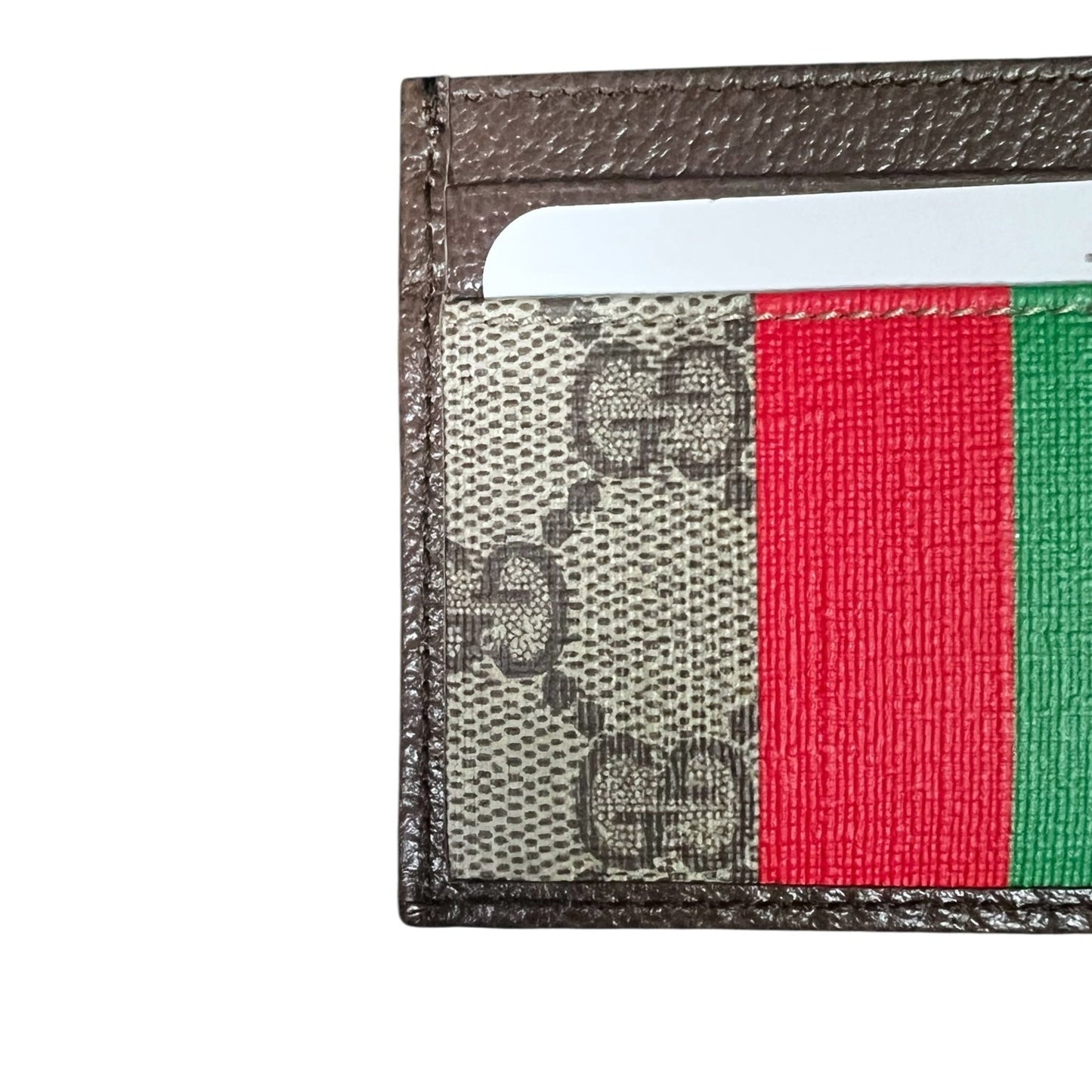 Gucci Tiger GG Monogram Card Case Red Brown Spellout Striped Luxury New in Box