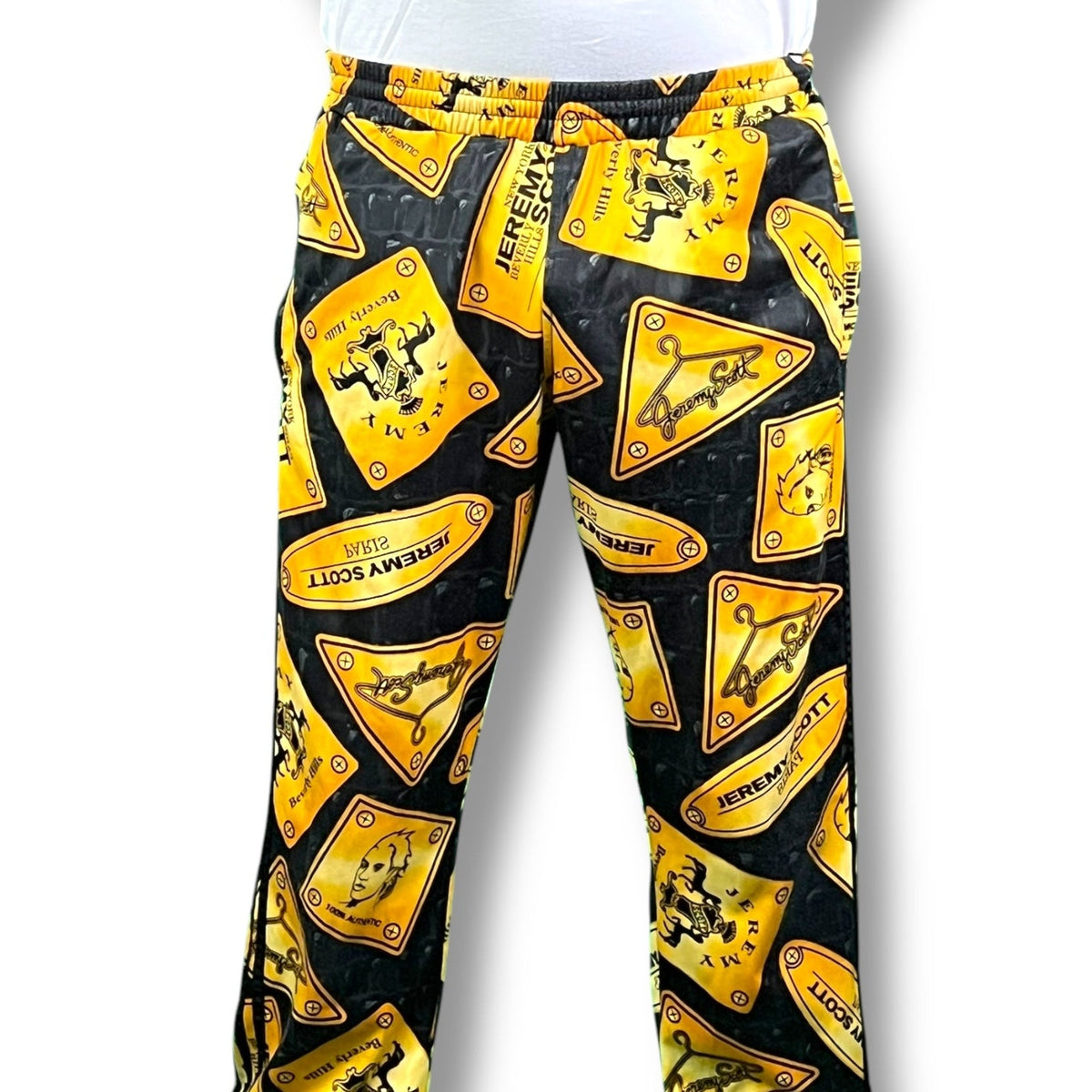 Jeremy Scott x Adidas Gold Plaque Kingsman Track Pants Men's Large $250 Retail