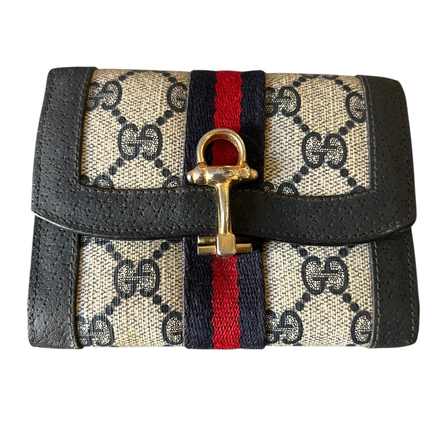 Vintage 70s/80s Gucci Ophidia Blue Horsebit Wallet with Change Pocket - $495 Retail