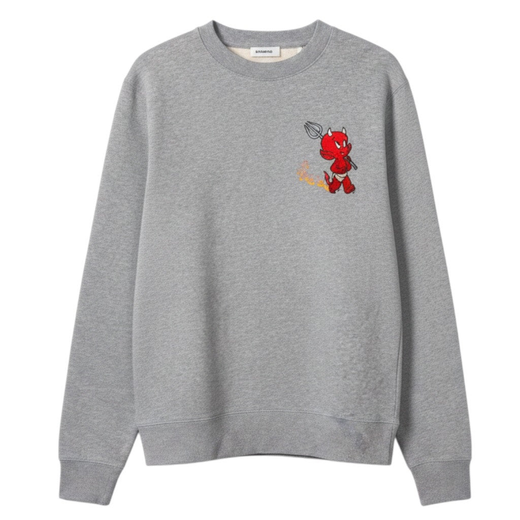 Sandro Paris Hot Stuff Little Devil Embroidered Men's S Crewneck Sweatshirt NWT