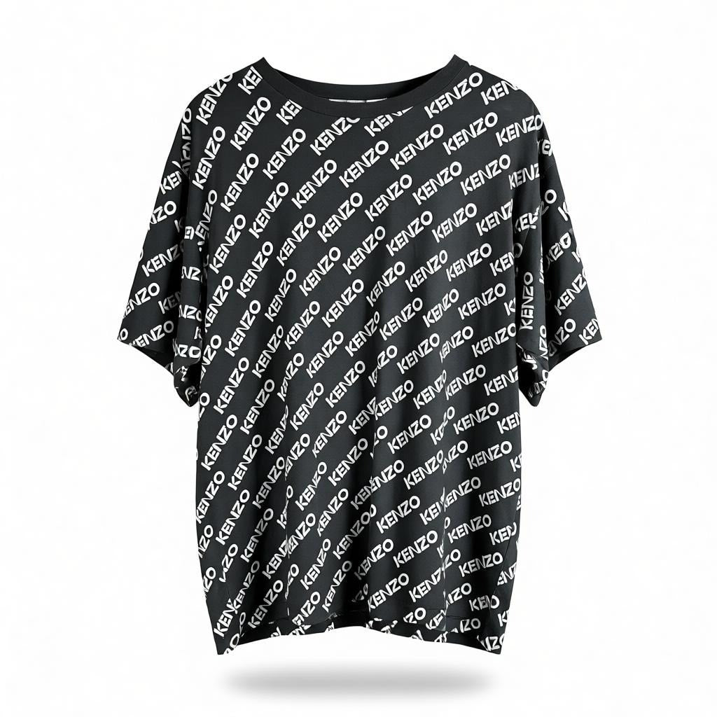 Kenzo Paris Oversize All Over Print Dark Gray & White T-Shirt - $270 Retail