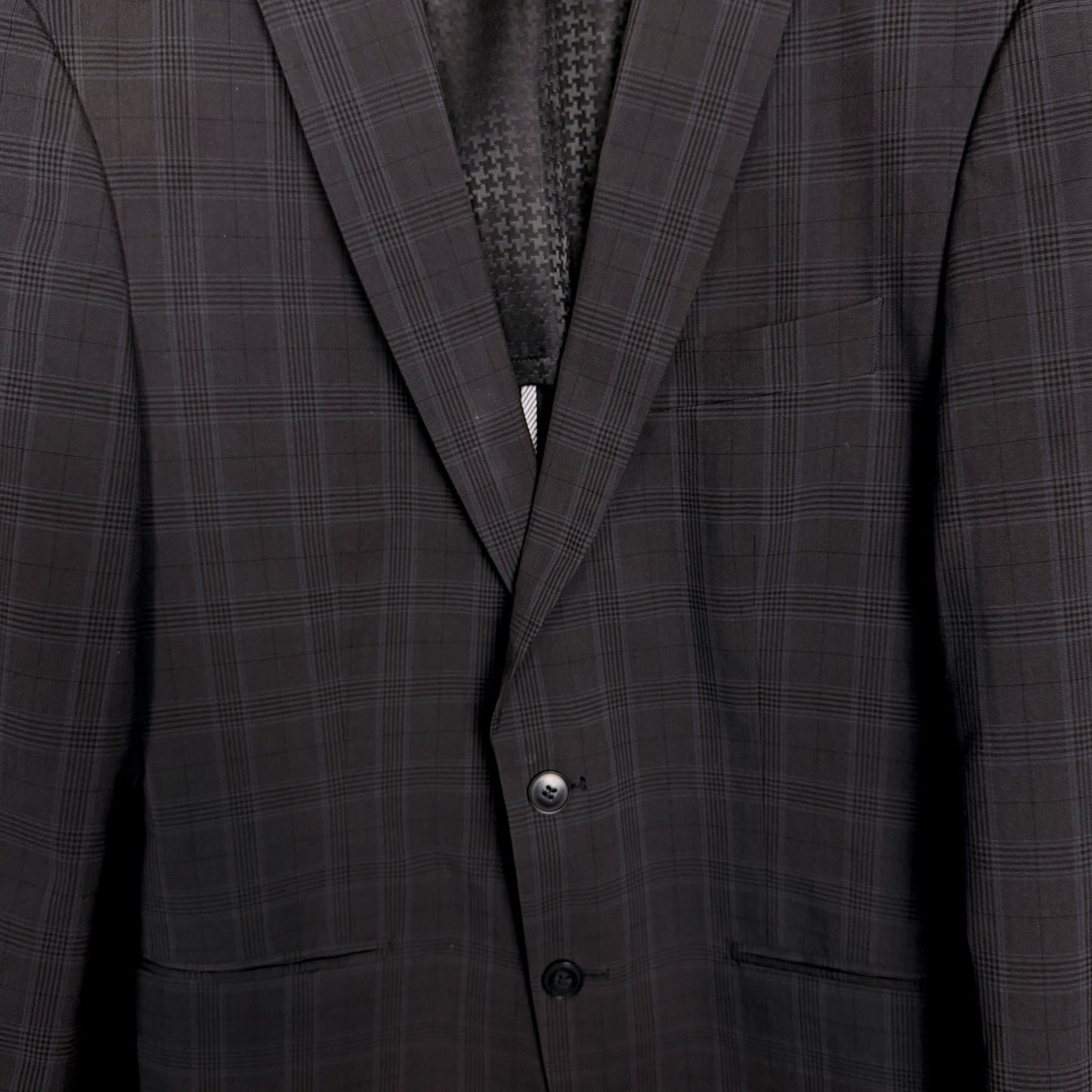 John Varvatos USA Men's 40R Dark Gray Blue Plaid Blazer Sport Coat Jacket