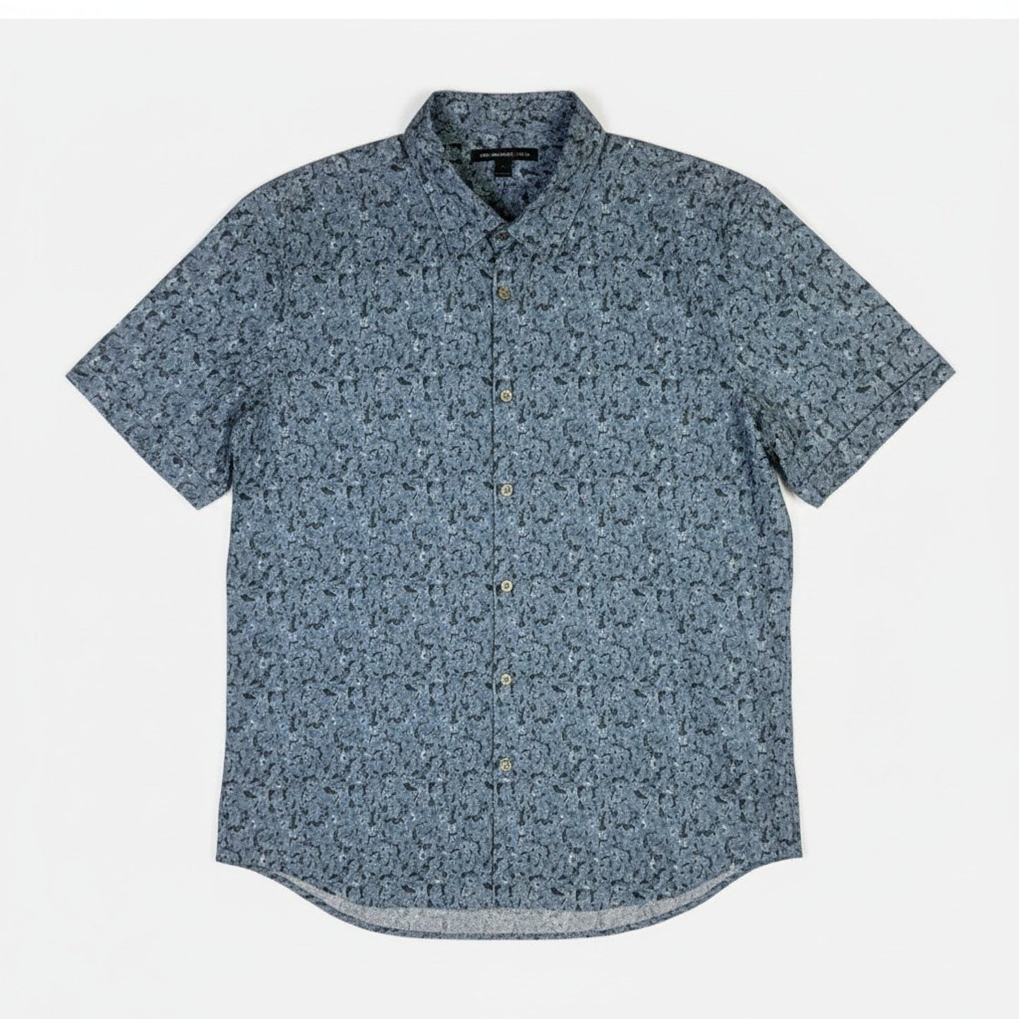 John Varvatos USA Mens XL Blue Floral S/S Button Up Casual Shirt Vacation Summer