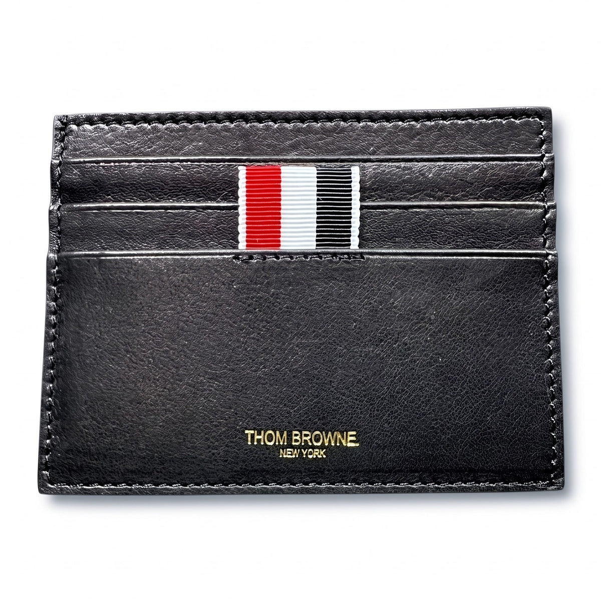 Thom Browne New York Navy Blue Leather Card Case $340 Retail NIB Quiet Luxury