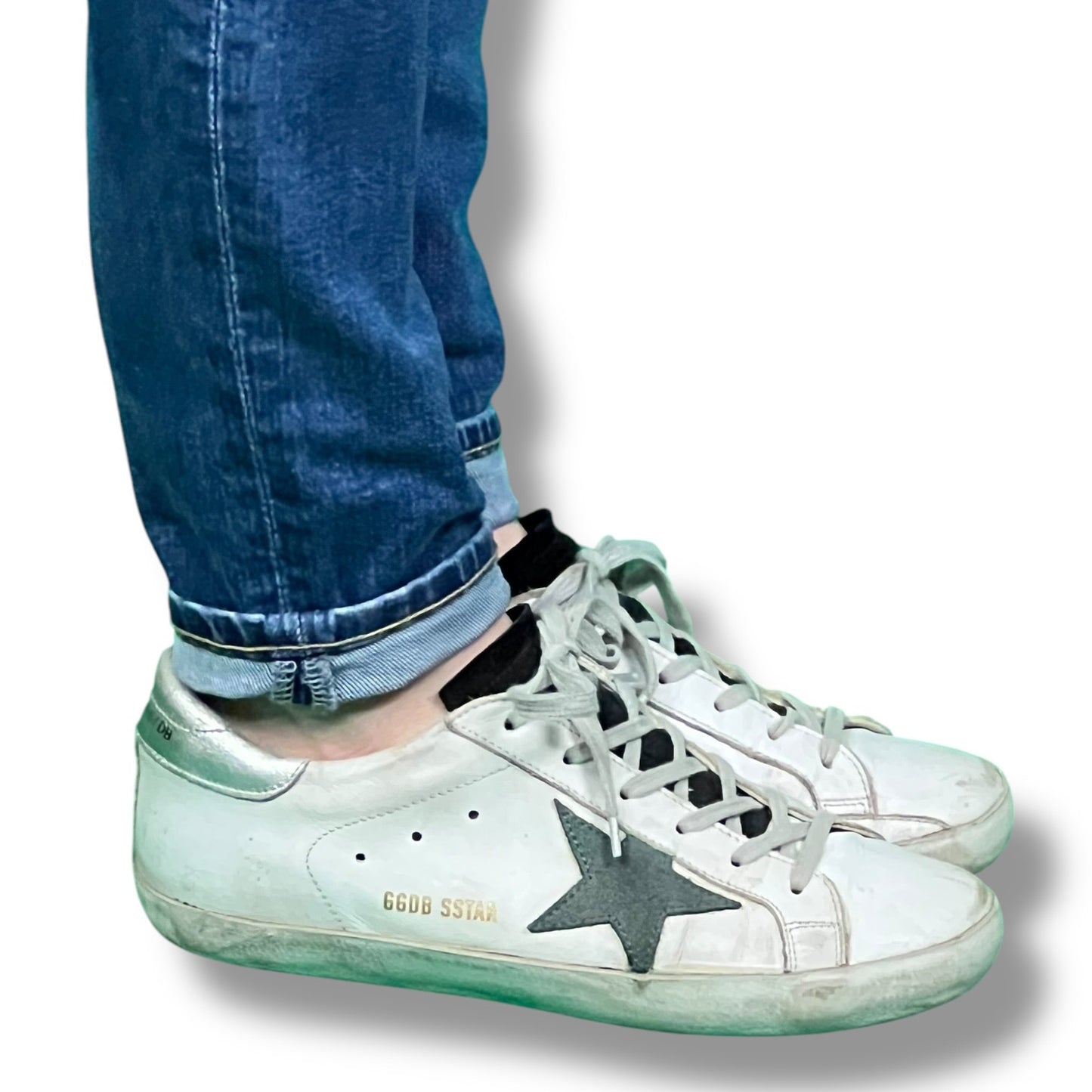 Golden Goose Superstar Distressed Leather Sneakers White Silver - $530 Retail