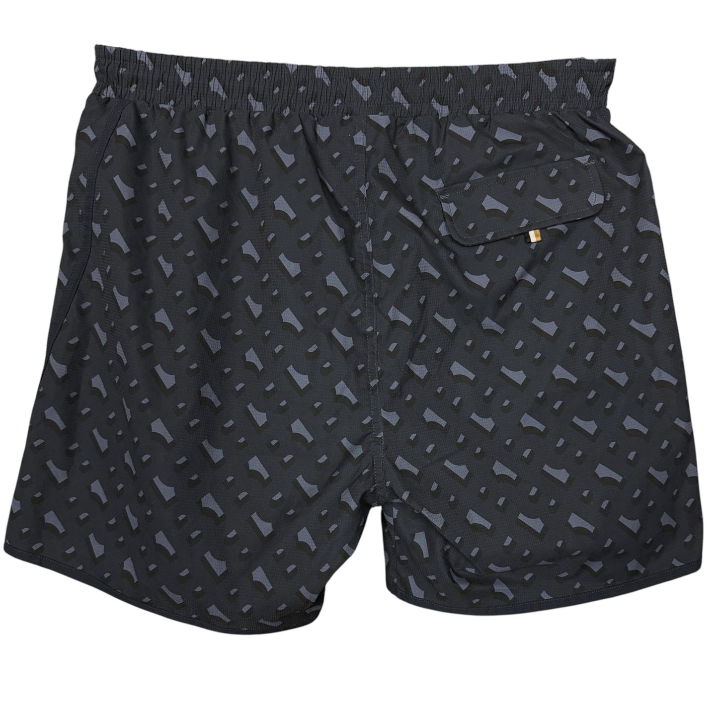 Hugo Boss Navy Blue Geometric Print Swim Trunks Men's XL Mesh Lined Luxury Pool