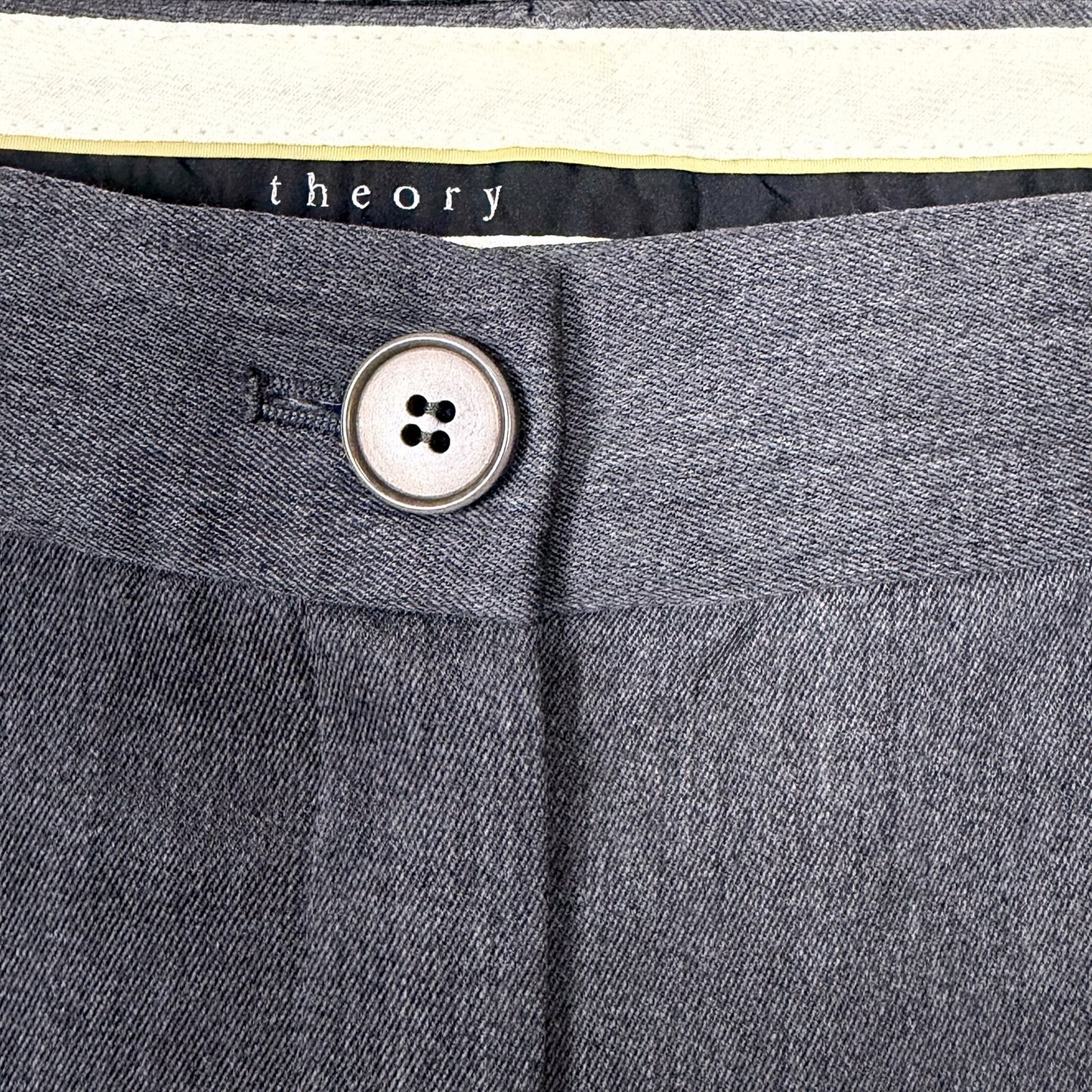 Theory Gray Wool Stretch Women's 2 Wide Leg Dress Pants Trousers Work Career
