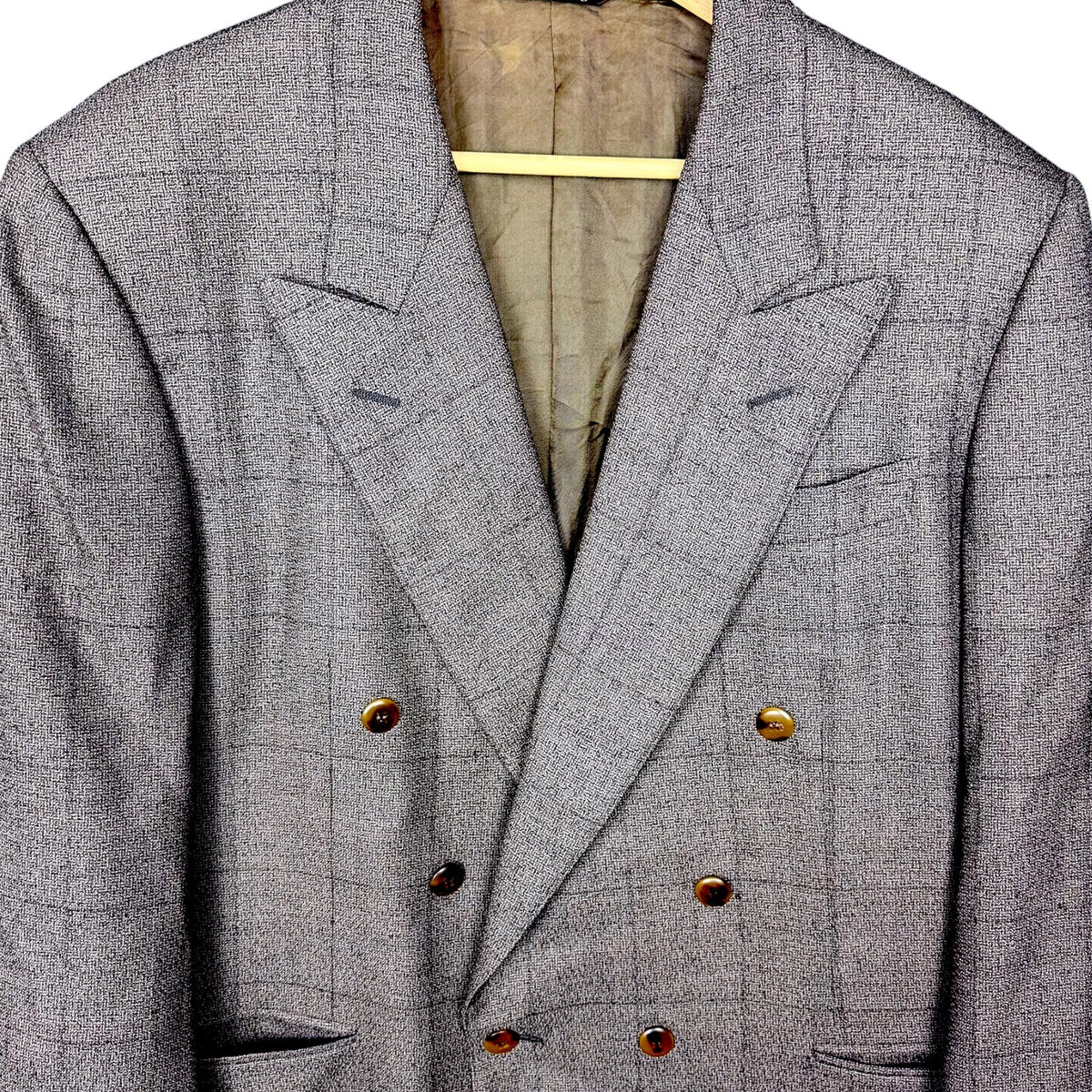 Vintage Canali Proposta Blazer Mens 46R Gray Wool Double Breasted Made in Italy
