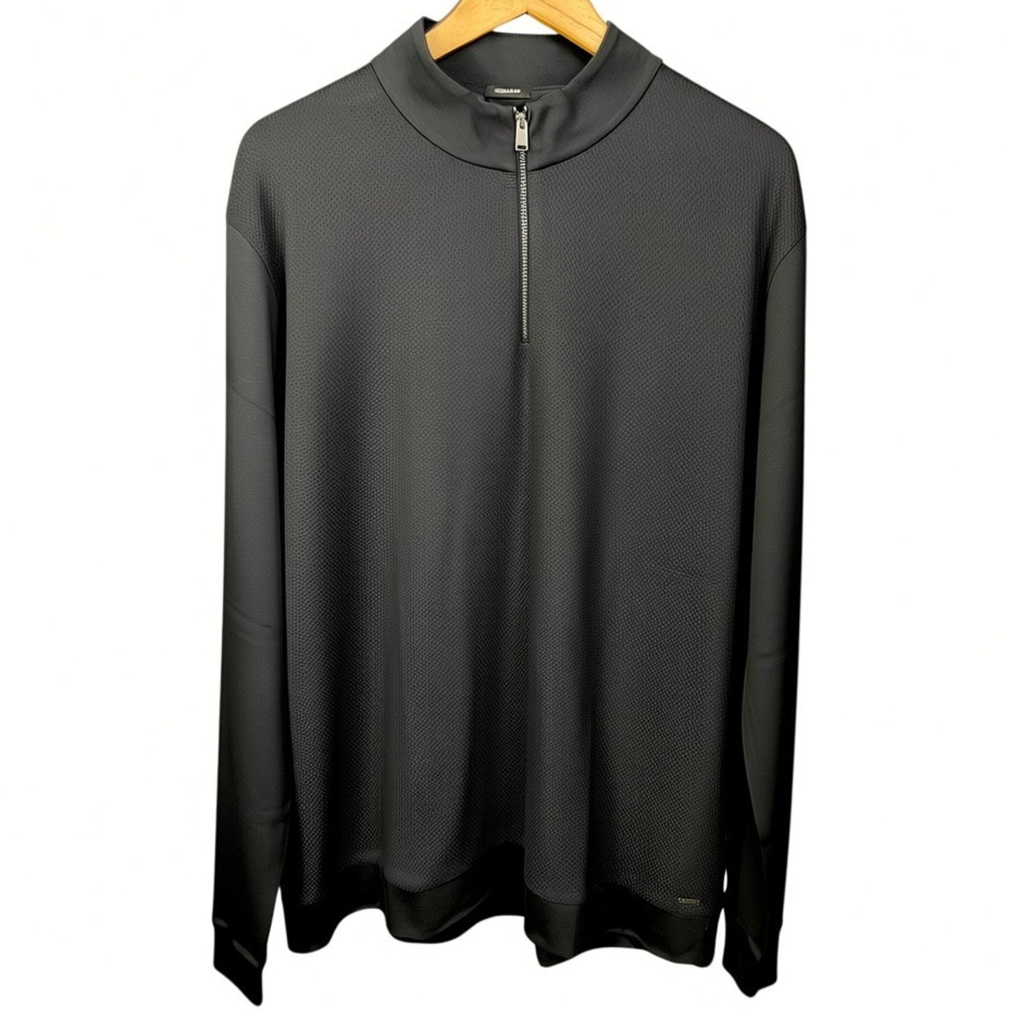 Hugo Boss Embrando Textured Black Quarter Zip Mens XXXL Pullover Work Golf