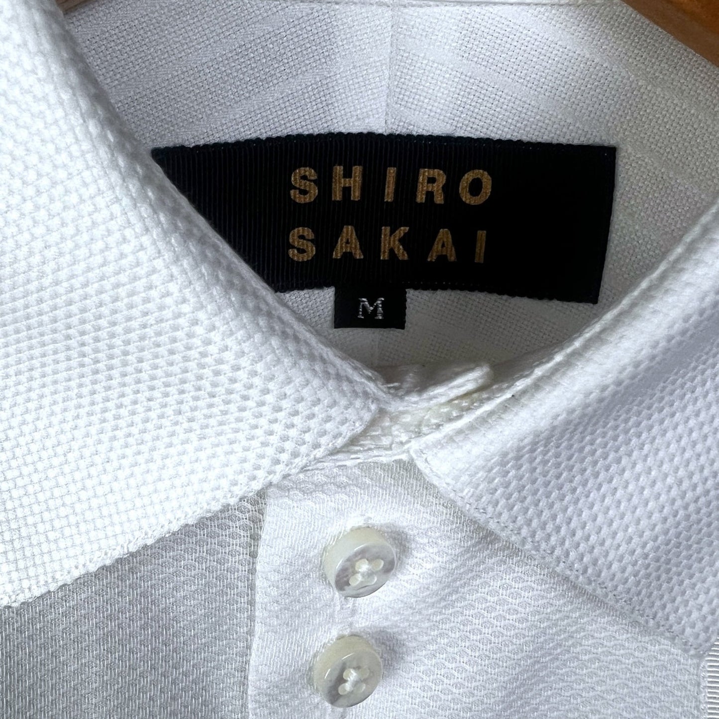 Shiro Sakai Collar Curved-Hem Women's Medium Cotton Button-Up White Shirt $770