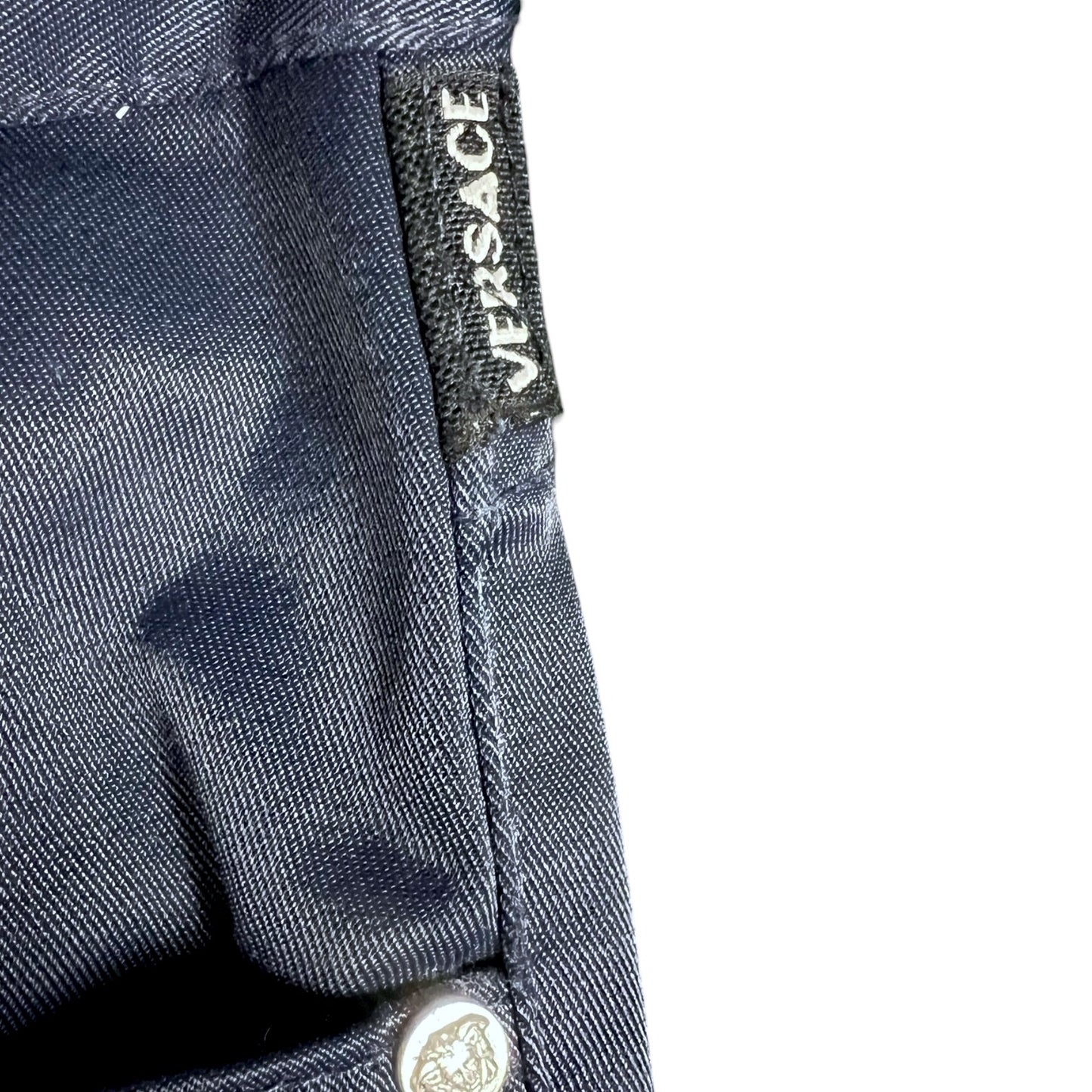Versace Jeans Couture Navy Blue Coated Straight Leg Denim Jeans Vintage Y2K