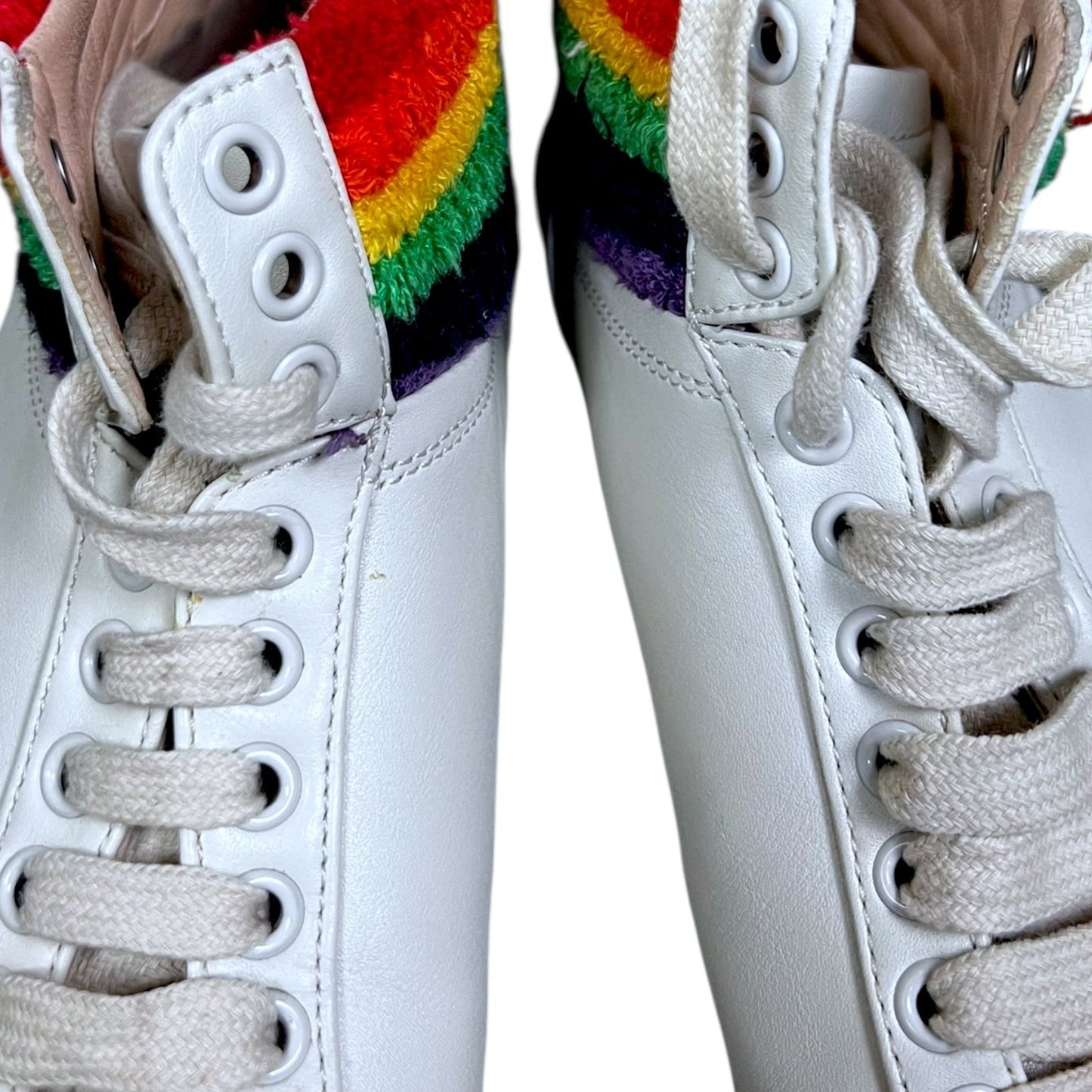 Gucci Rainbow Bambi Men's 4.5 Women's 6 High Top White Sneakers $900 Retail