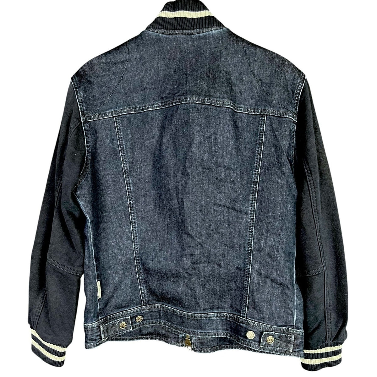 Armani Jeans Varsity Style Zip-Up Denim Jacket Men's Small $325 Retail Luxury