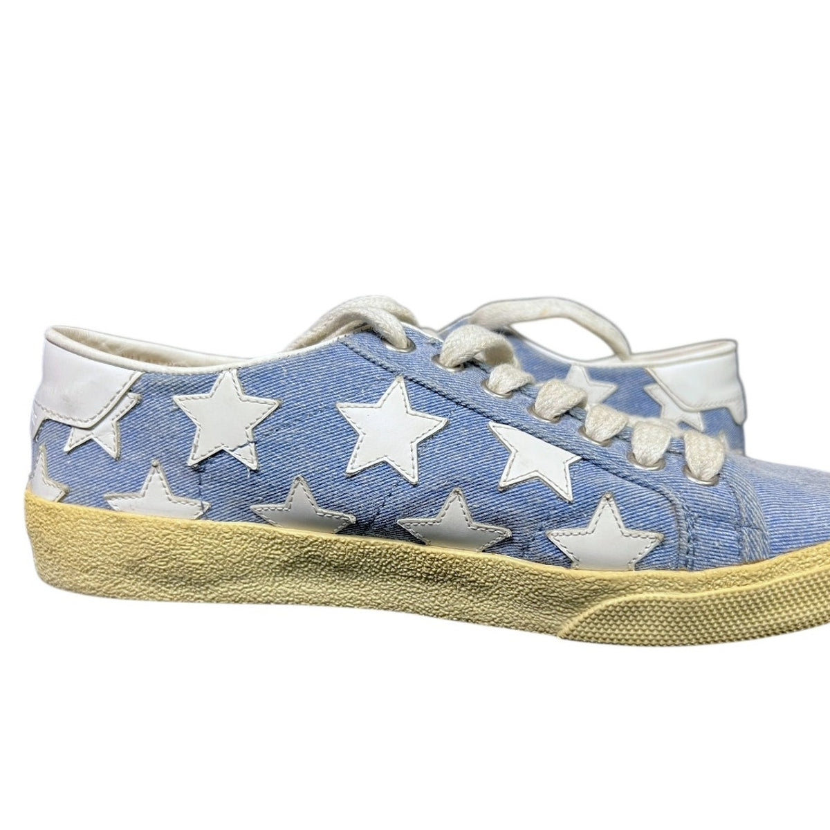 Saint Laurent Denim White Star Court Classic Sneakers $780 Retail EU 37 US 7 Lux