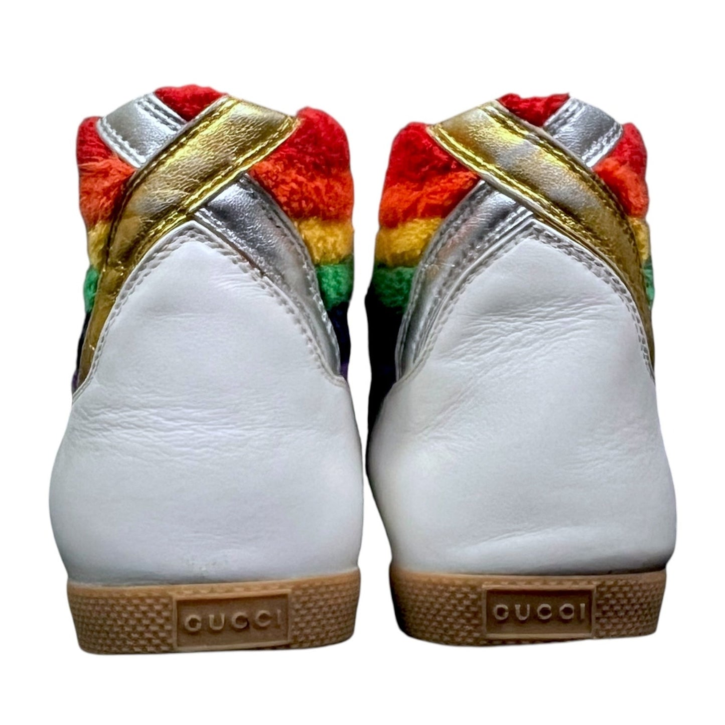Gucci Rainbow Bambi Men's 4.5 Women's 6 High Top White Sneakers $900 Retail