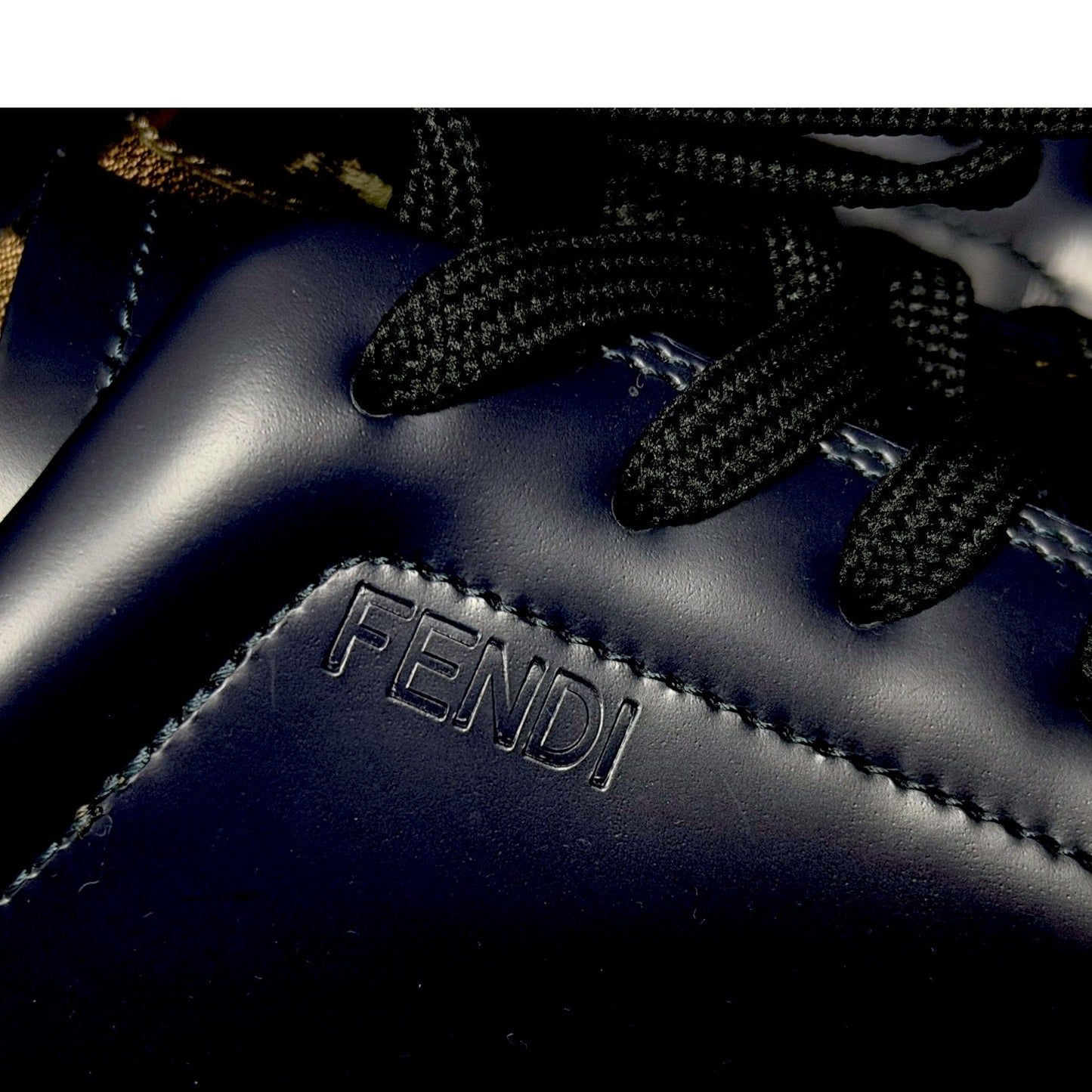 Fendi FF Navy Blue Monogram Logo Motif Low Top Leather Sneakers - $890 Retail