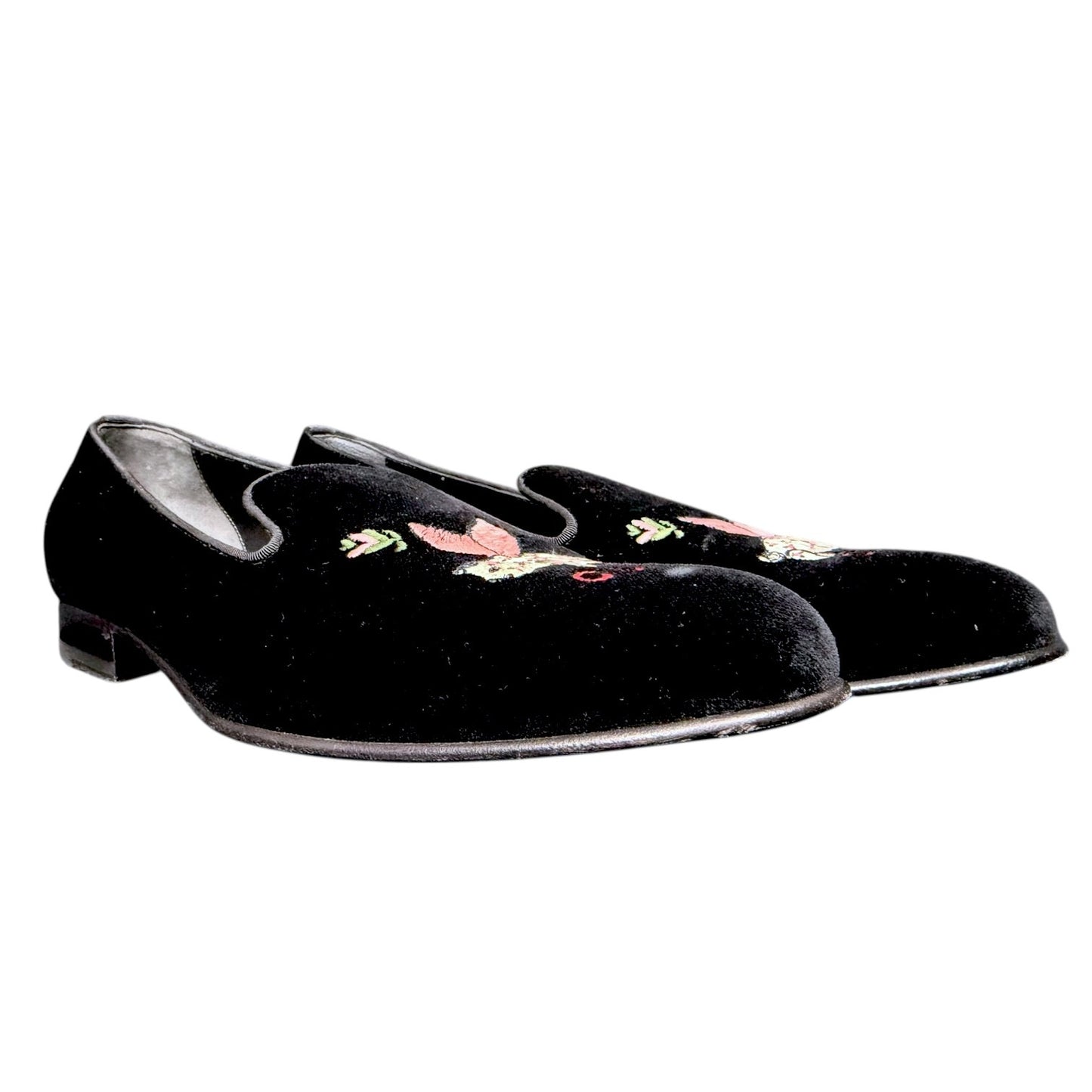 Gucci Flying Pig Embroidered Black Velvet Loafers Slippers - $1,090 Retail