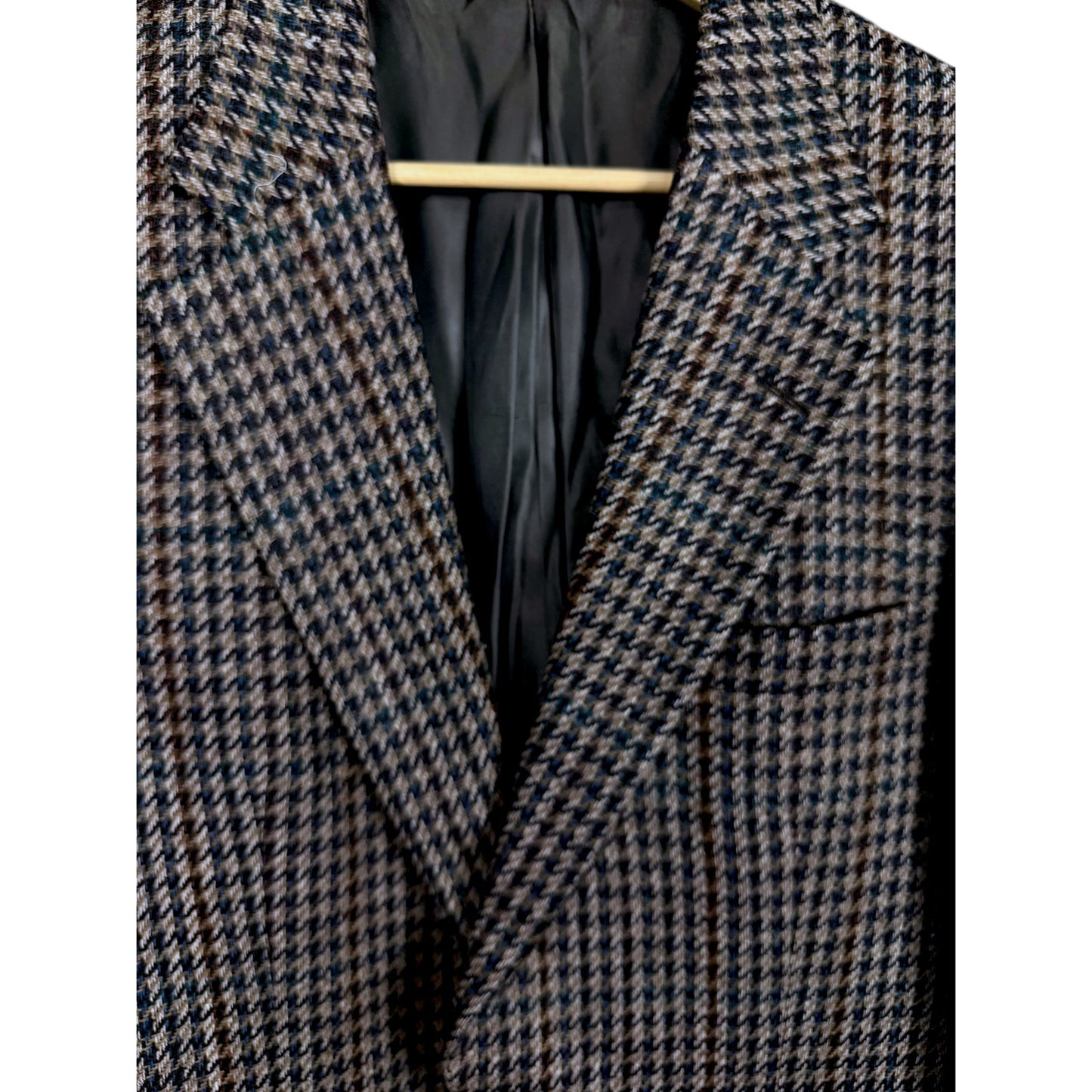 Vintage Men's Burberrys London 100% Tweed Wool Brown Houndstooth Blazer 42R