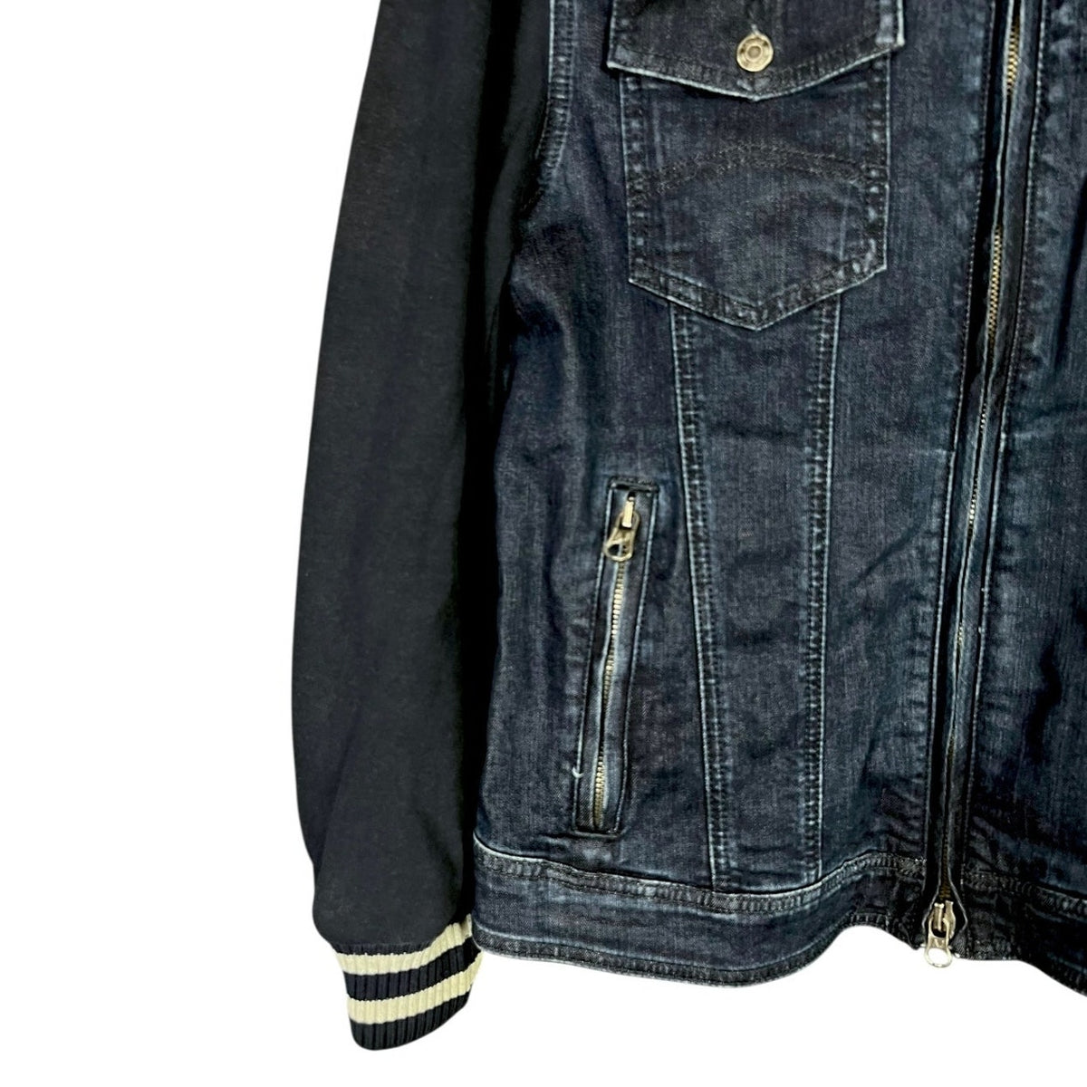 Armani Jeans Varsity Style Zip-Up Denim Jacket Men's Small $325 Retail Luxury