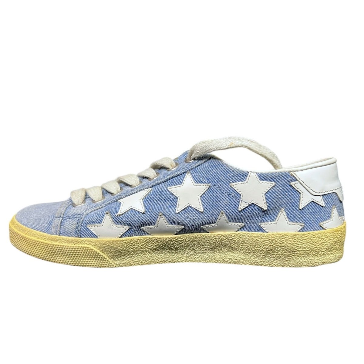 Saint Laurent Denim White Star Court Classic Sneakers $780 Retail EU 37 US 7 Lux