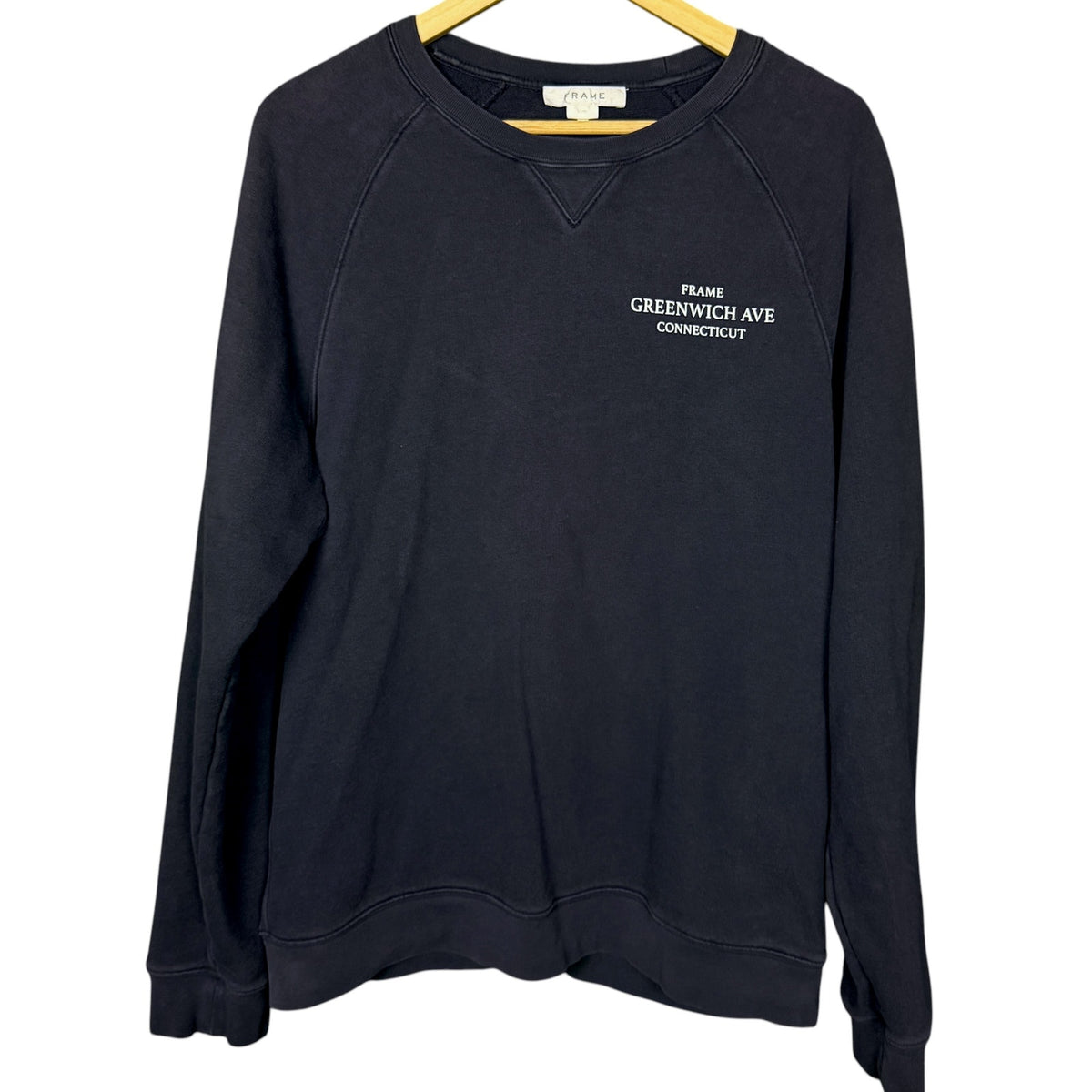 Frame Greenwich Ave Connecticut Navy Blue Men's XL Crewneck Sweatshirt Quiet Lux