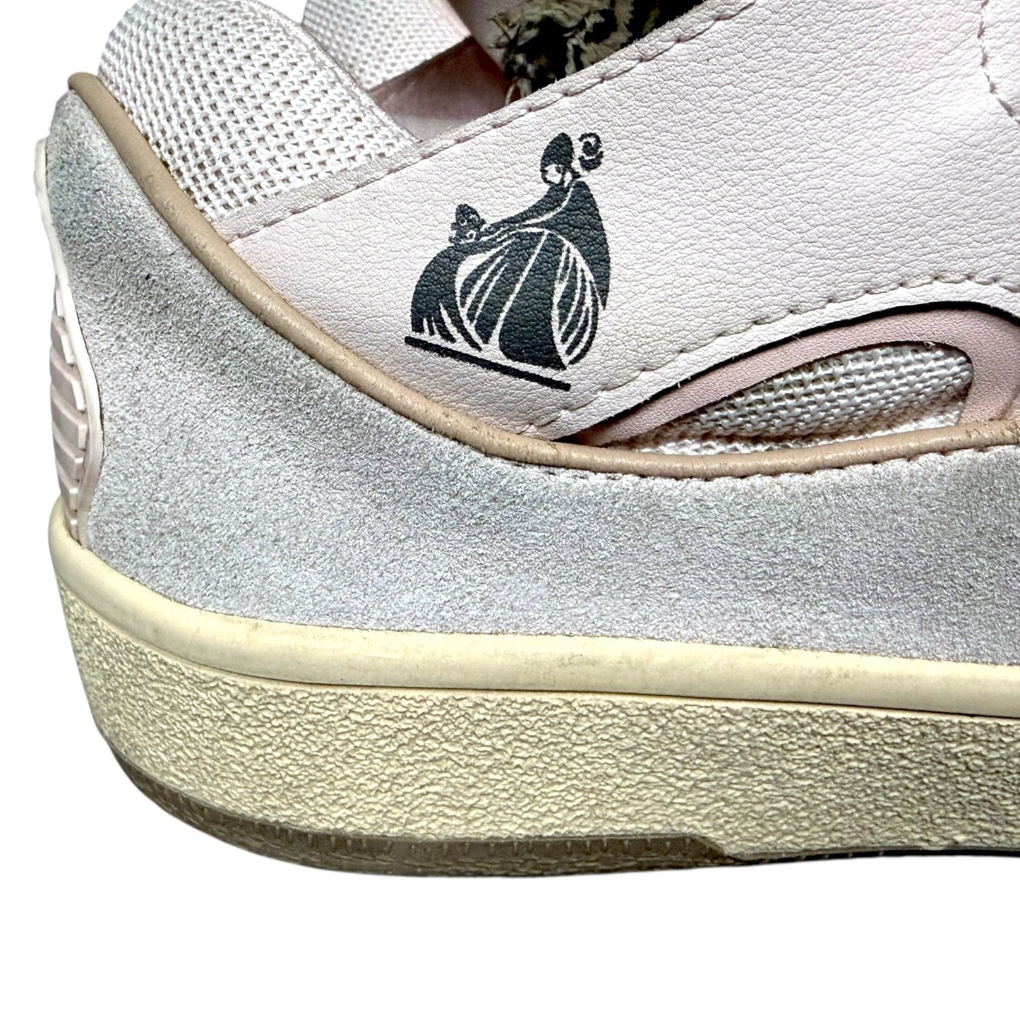 Lanvin Pink Leather & Suede Curb Sneakers Zebra Laces $990 Retail