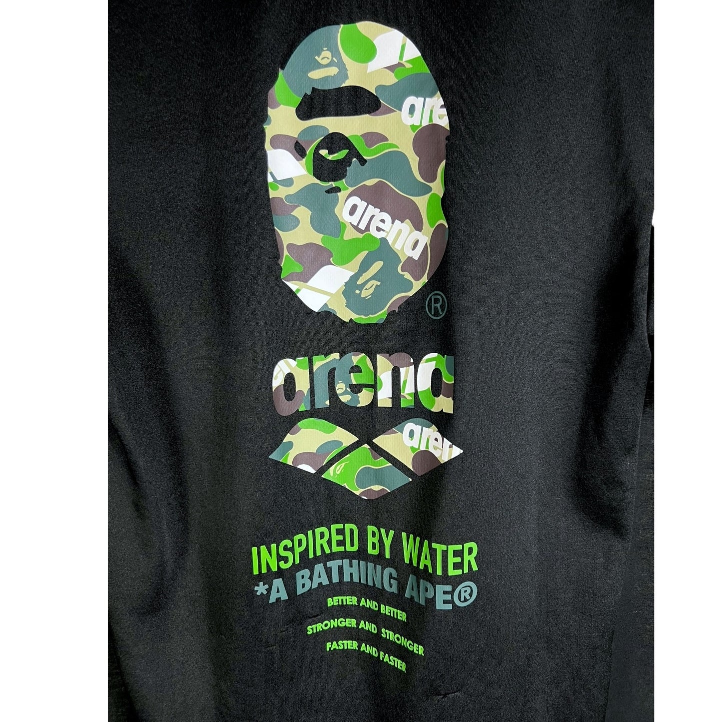 Bape A Bathing Ape x Arena Swimwear Black Camo Logo Athletic Shirt