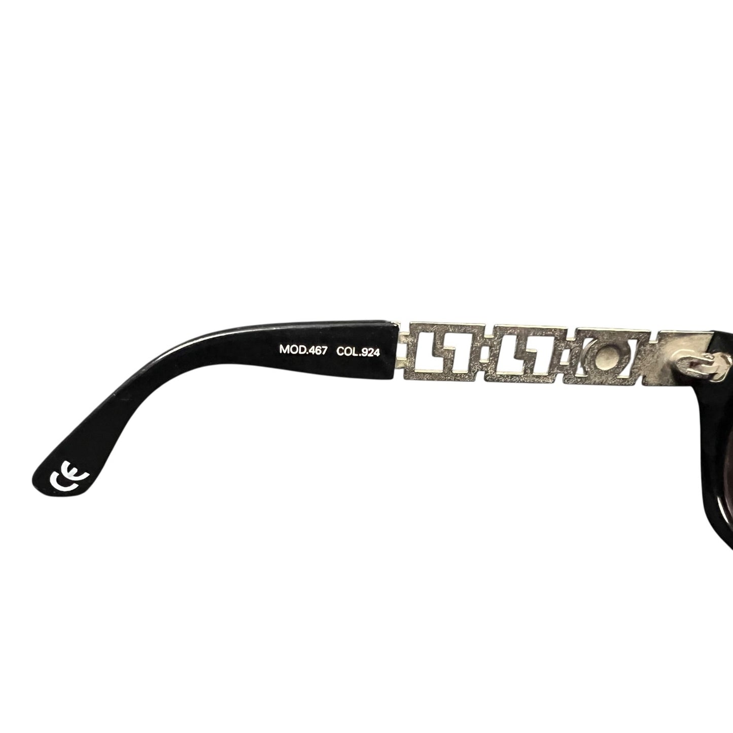 Vintage 90s Gianni Versace Model 467 Black with Silver Metal Sunglasses