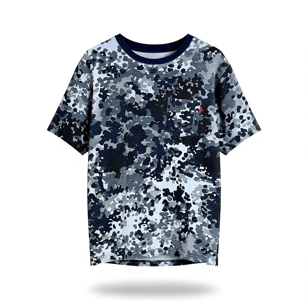 Supreme SS 2019 S/S Navy German Camo Box Logo Ringer Pocket T-Shirt