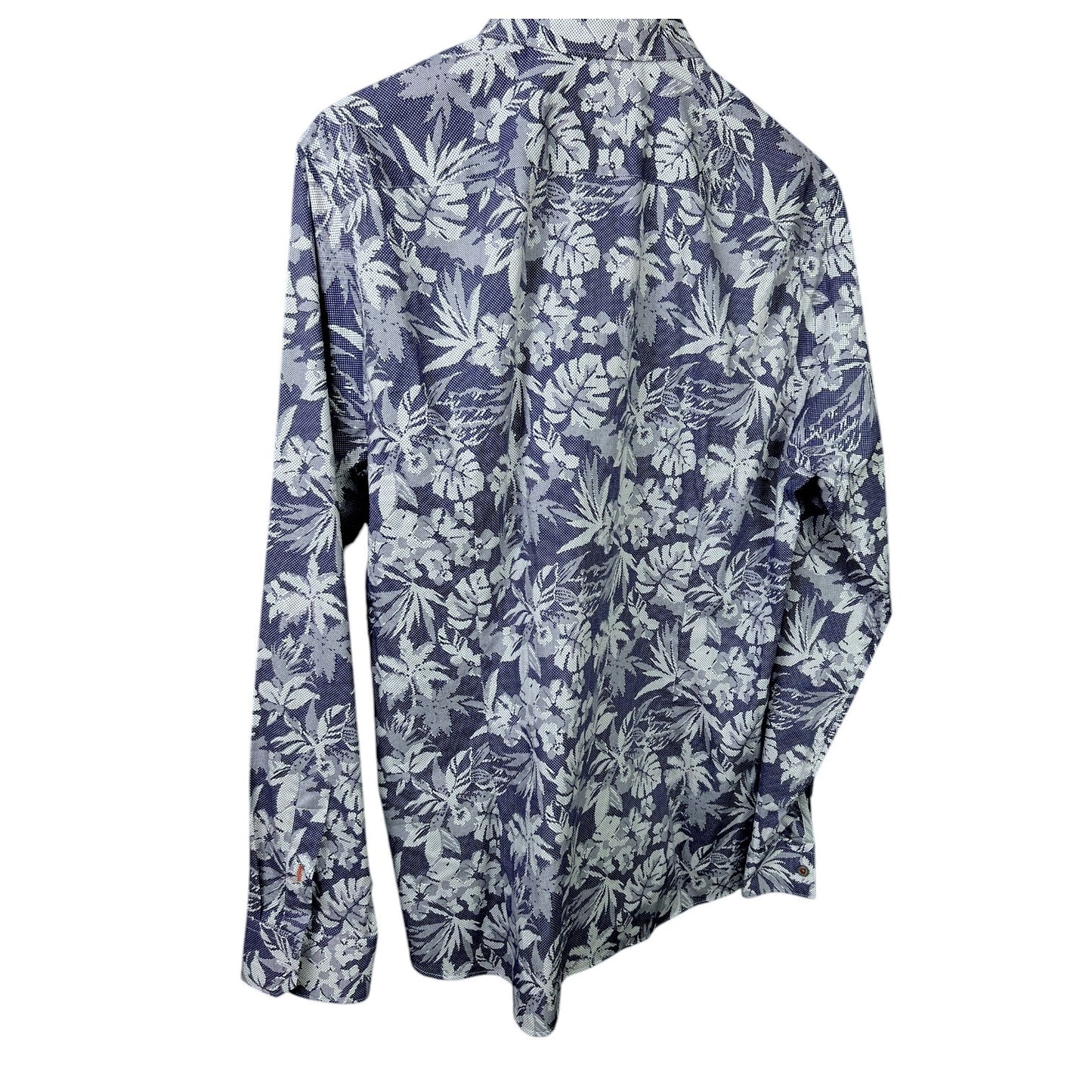NWT Men's Ted Baker Floral Dot Print Shirt - Navy - Size 16 - $175 Retail