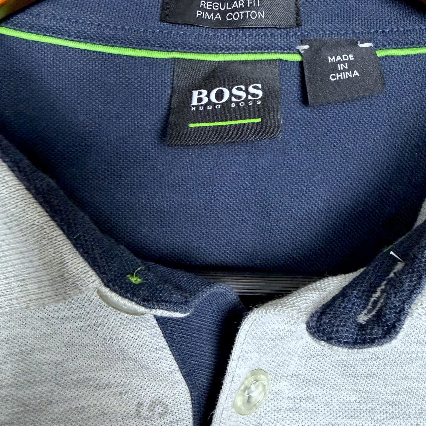 Boss Hugo Boss Gray All Over Embroidered Logo Men's Medium Pima Polo Shirt
